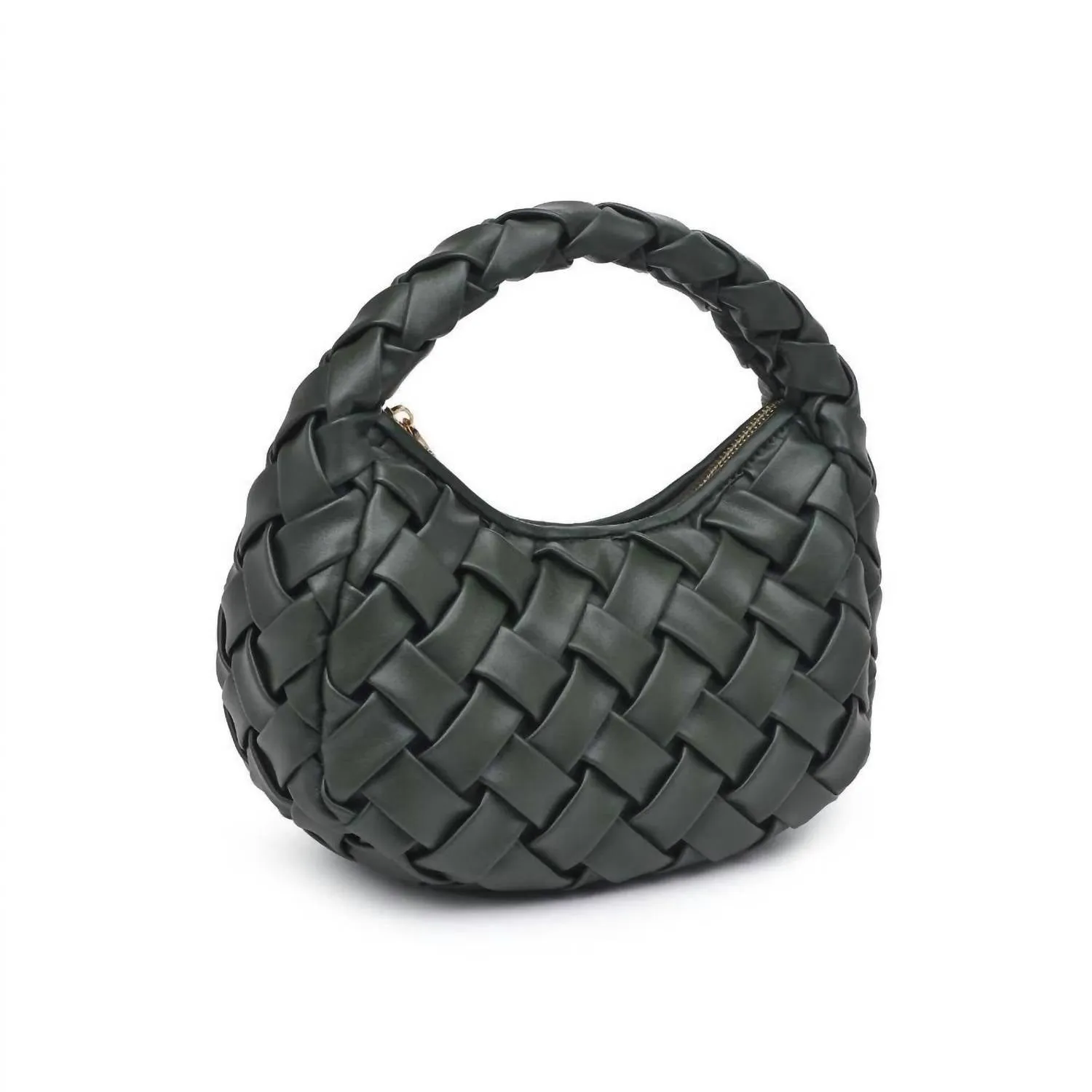 Noreen Woven Clutch Bag In Forest Green