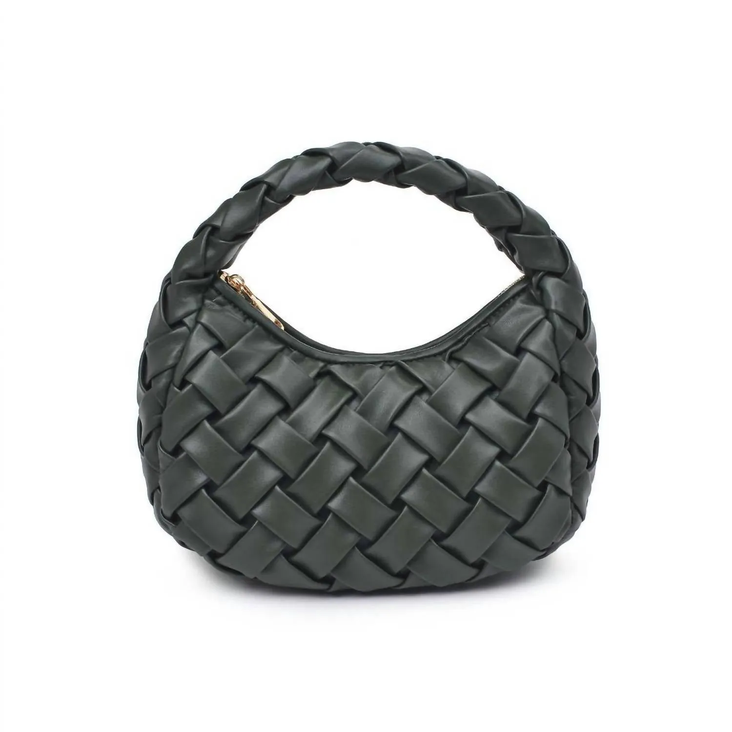 Noreen Woven Clutch Bag In Forest Green