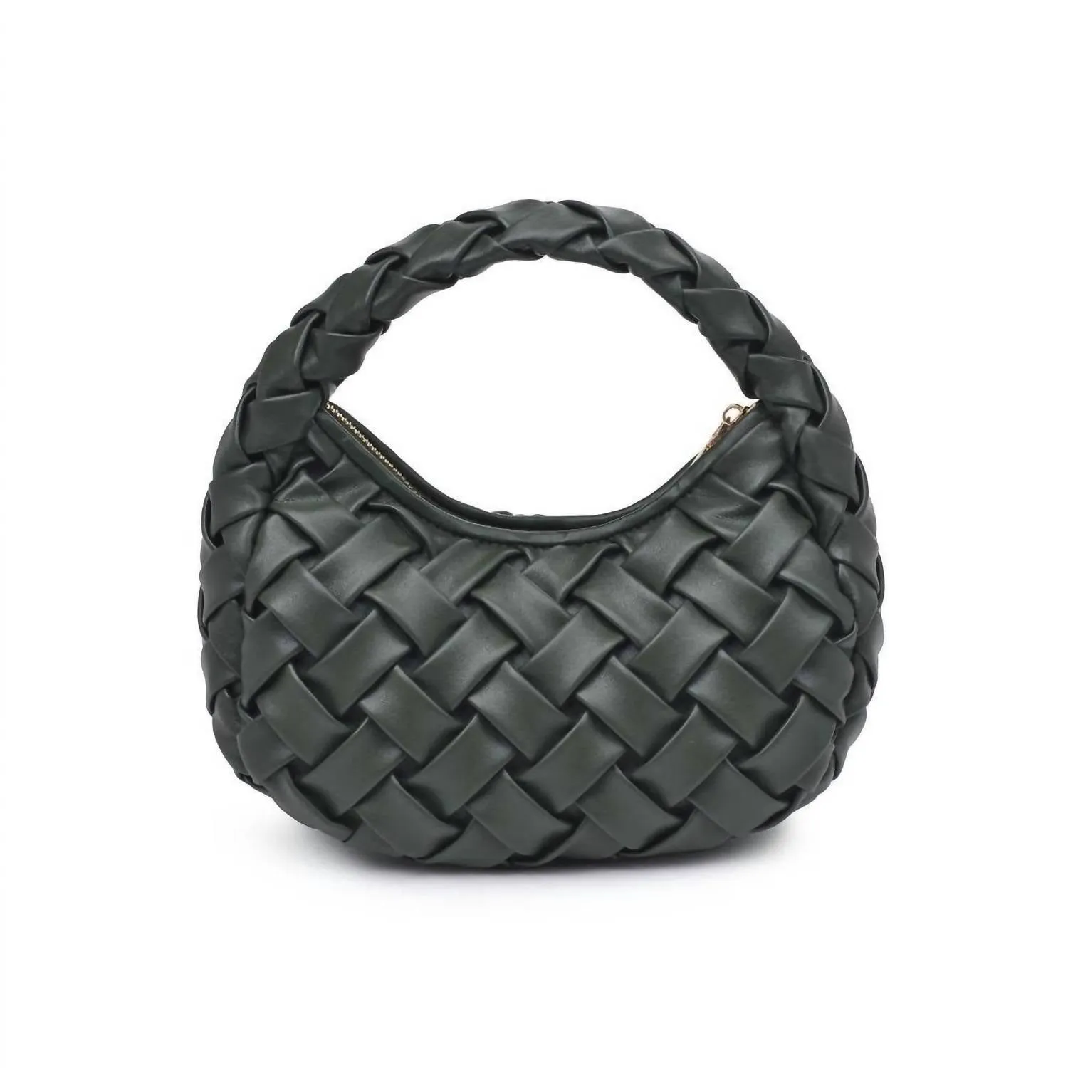 Noreen Woven Clutch Bag In Forest Green
