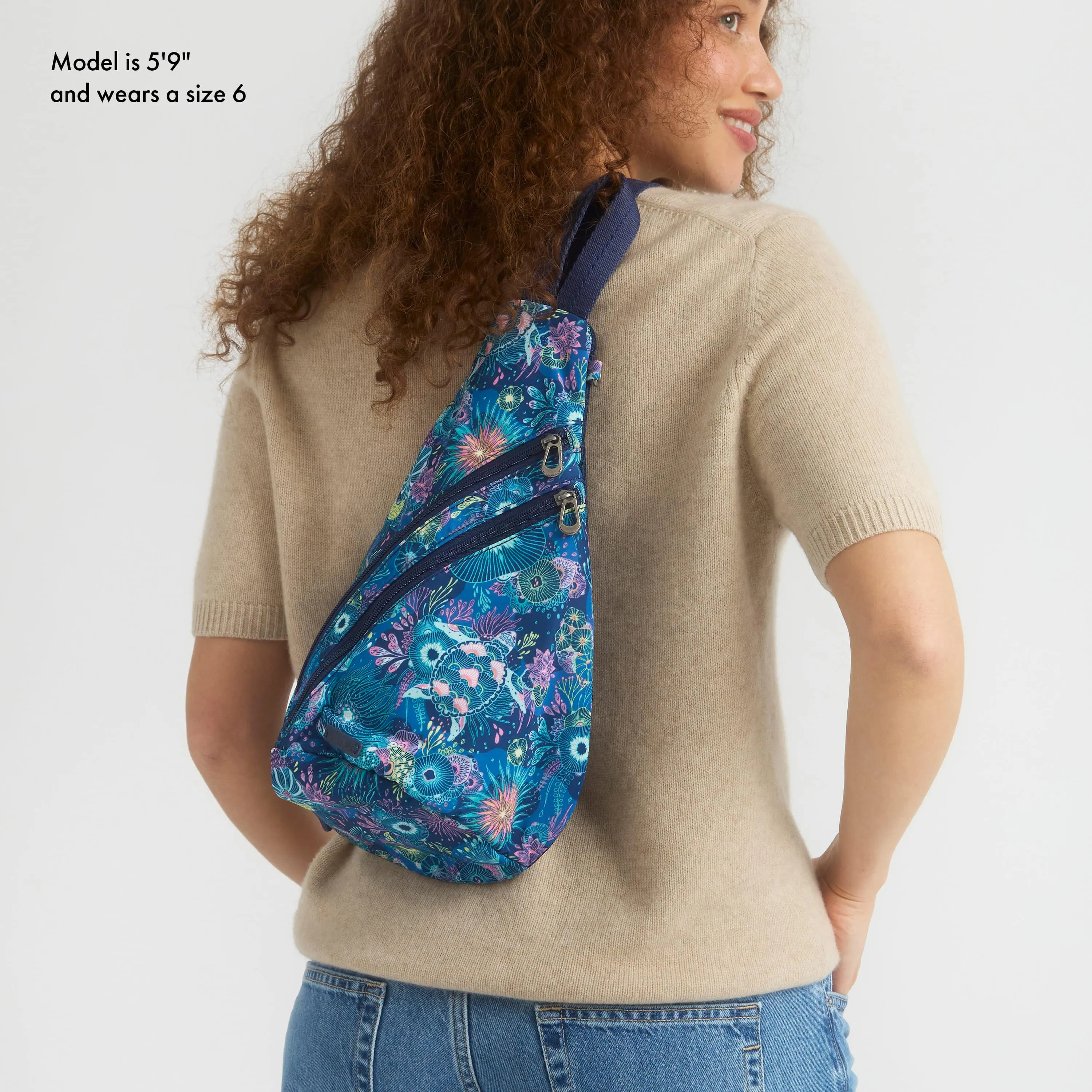 On The Go Sling Backpack - EcoTwill - Royal Blue Seascape