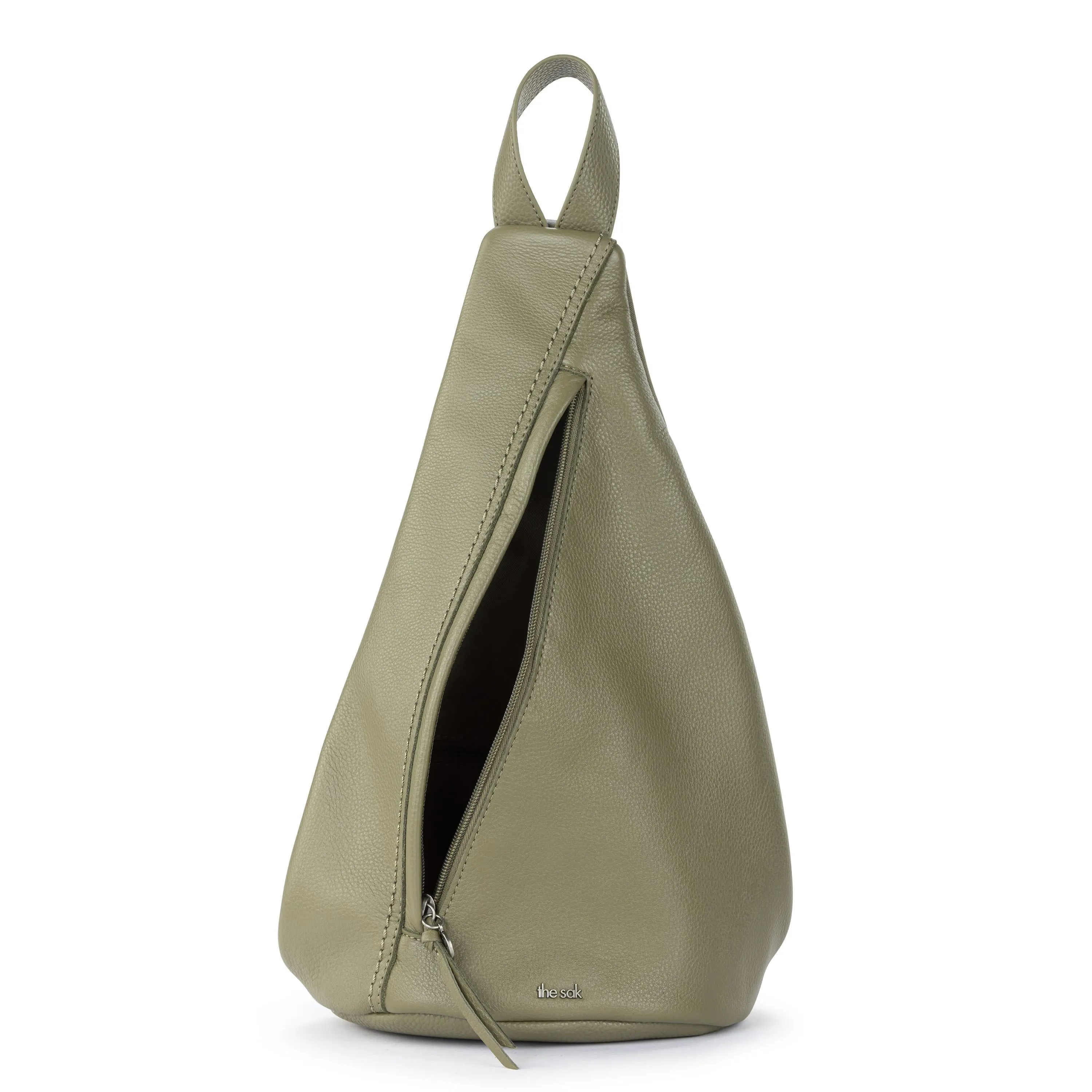 On The Go Sling Backpack - Leather - Loden