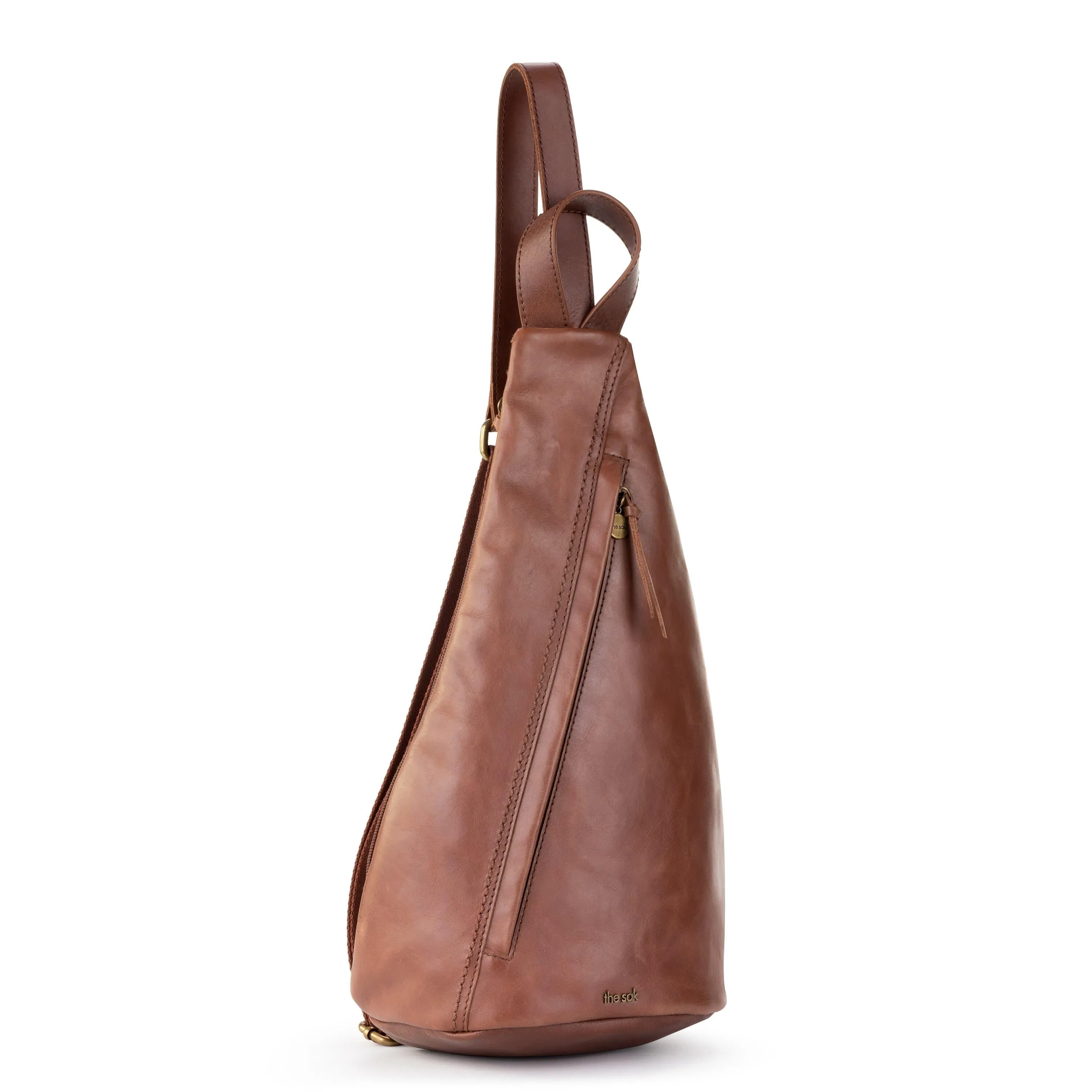 On The Go Sling Backpack - Leather - Teak