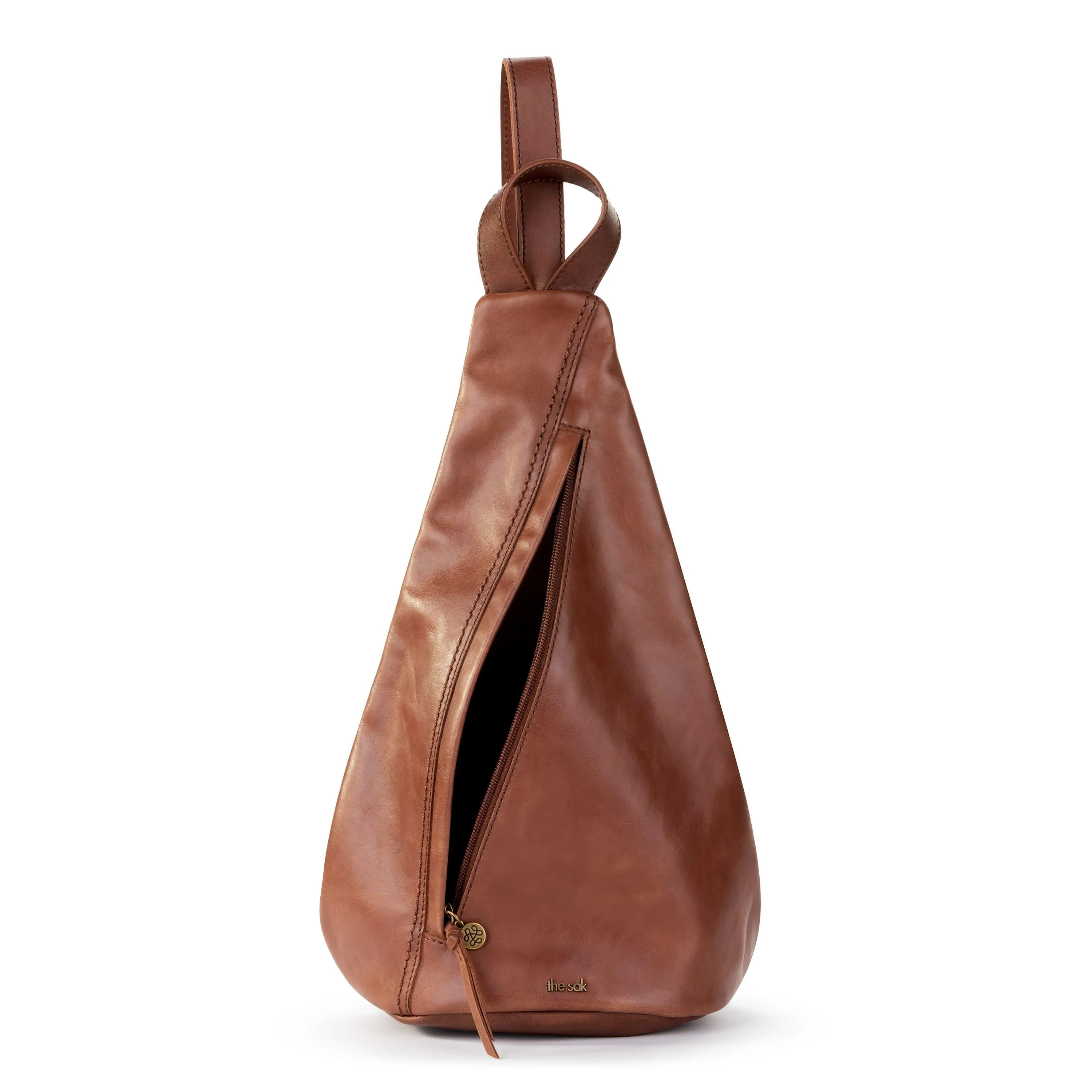 On The Go Sling Backpack - Leather - Teak