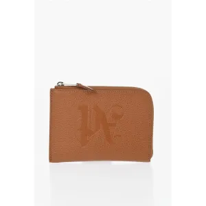 Palm Angels Textured Leather Wallet with Zip Closure