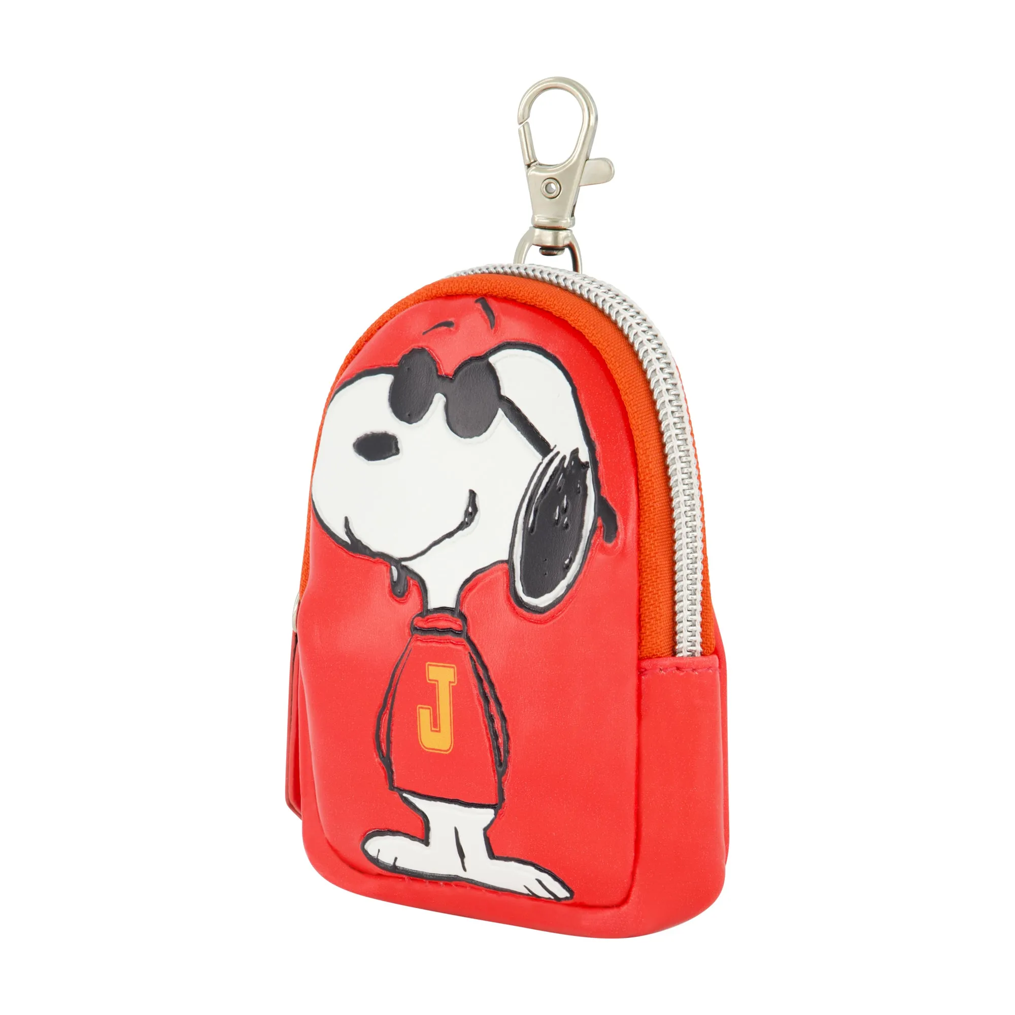 Peanuts Snoopy "J" Full Pose Coin Purse with Keychain Clip