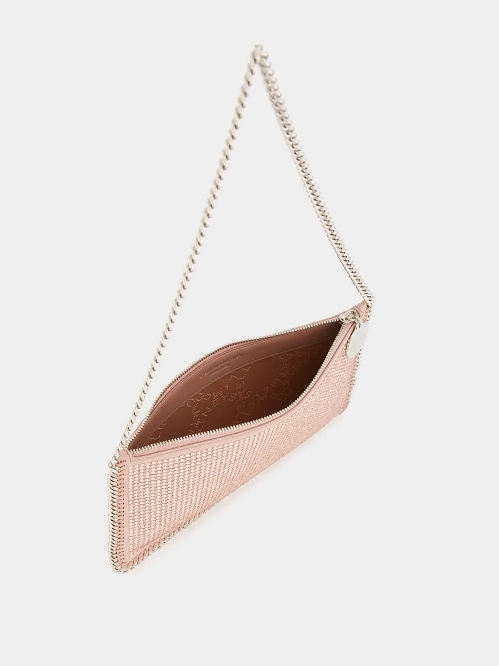 Pink Crystal-Embellished Alter Suede Pochette with Chain