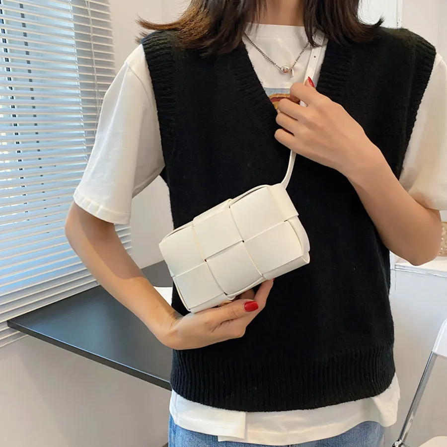 Plaid Woven Mini Messenger Bag