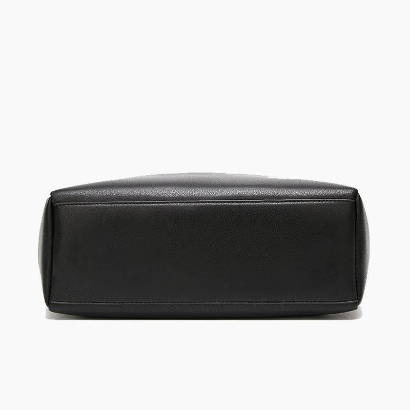 Portable Large Capacity PU Leather Commuter Tote Bag