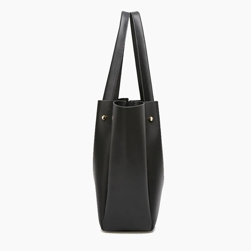 Portable Large Capacity PU Leather Commuter Tote Bag