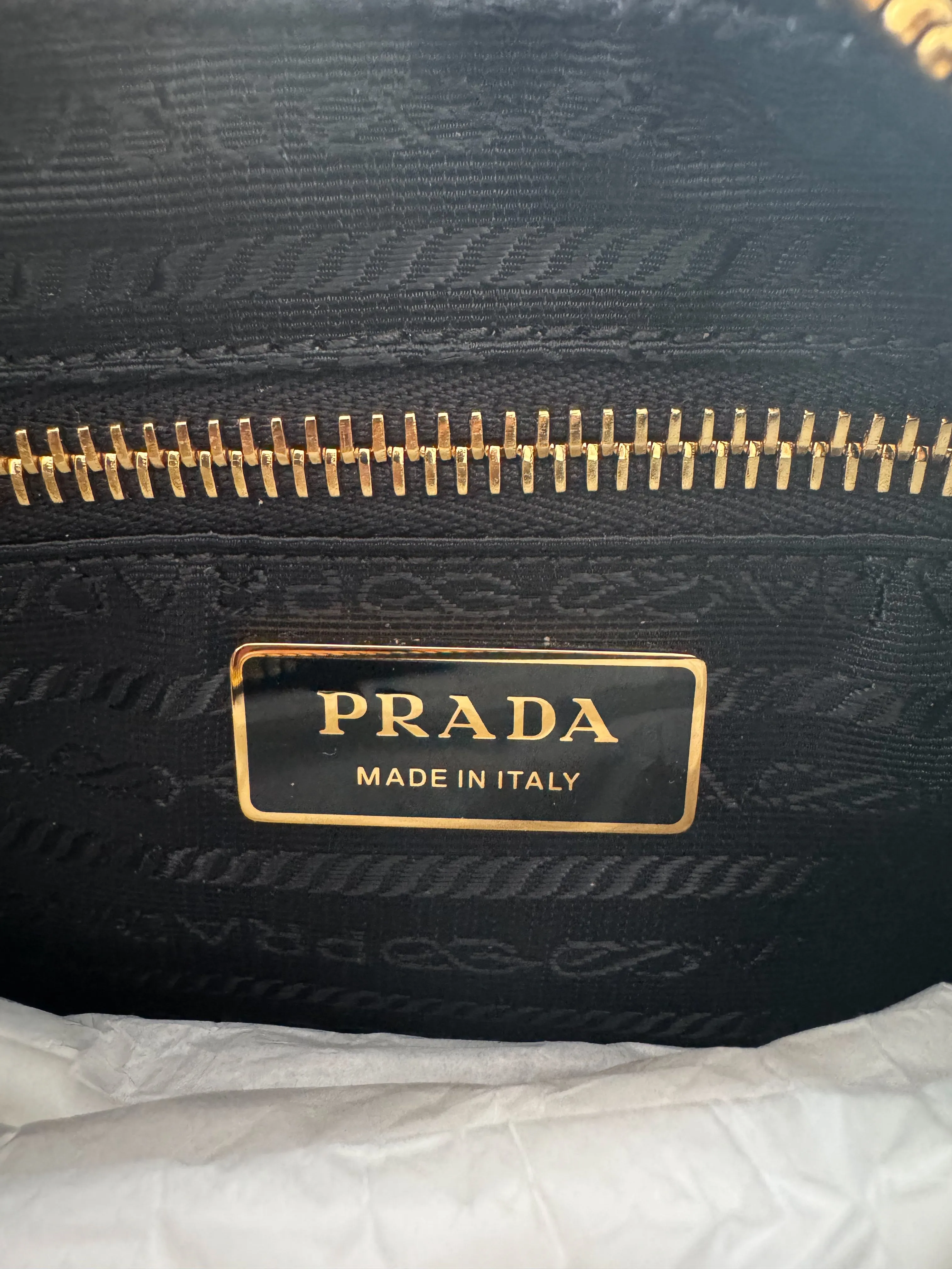 Prada Black & Gold Re-Edition Nylon Bag