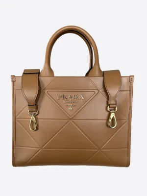 Prada Caramel Small Symbole Leather Tote Bag