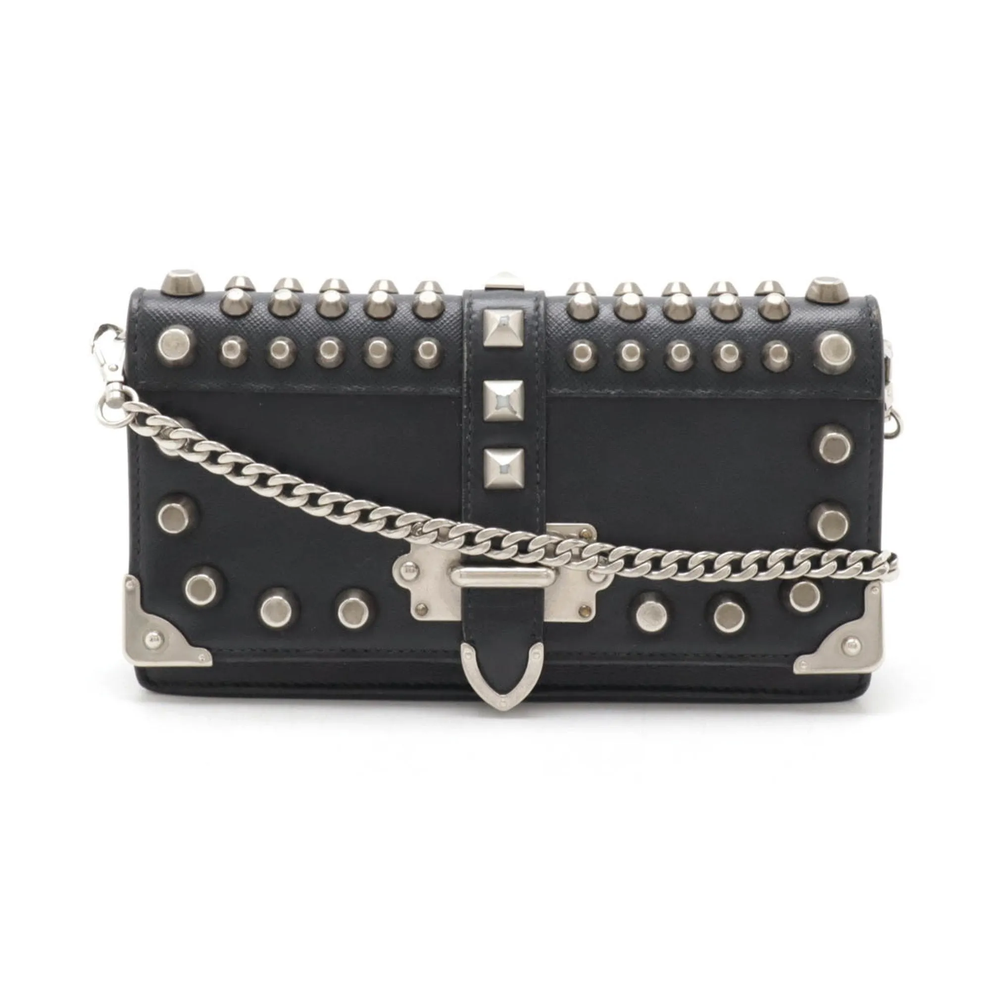 Prada  Leather Clutch Bag Pochette Shoulder Bag (Pre-Owned)