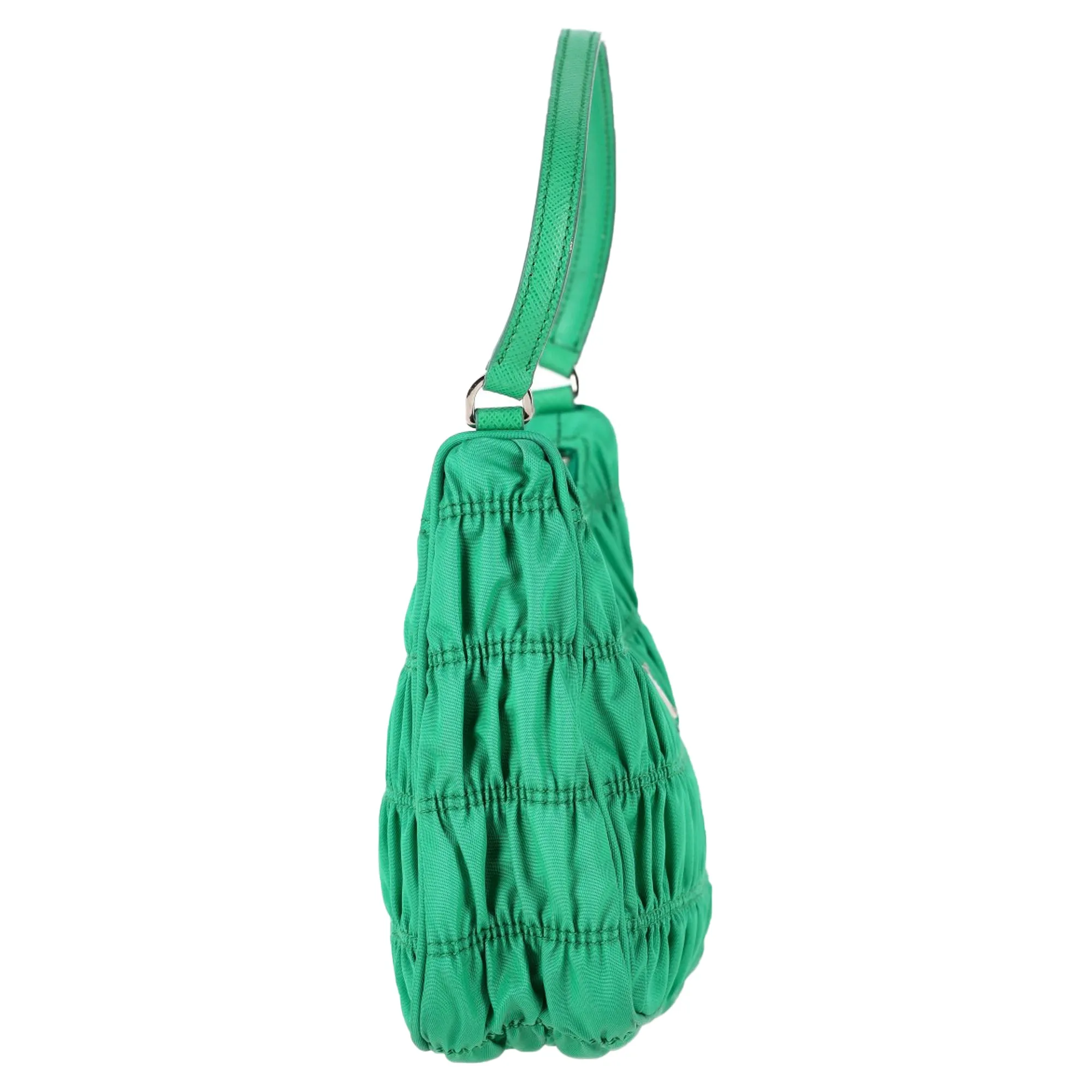 Prada Mini Tessuto Gaufre Shoulder Bag in Green Nylon