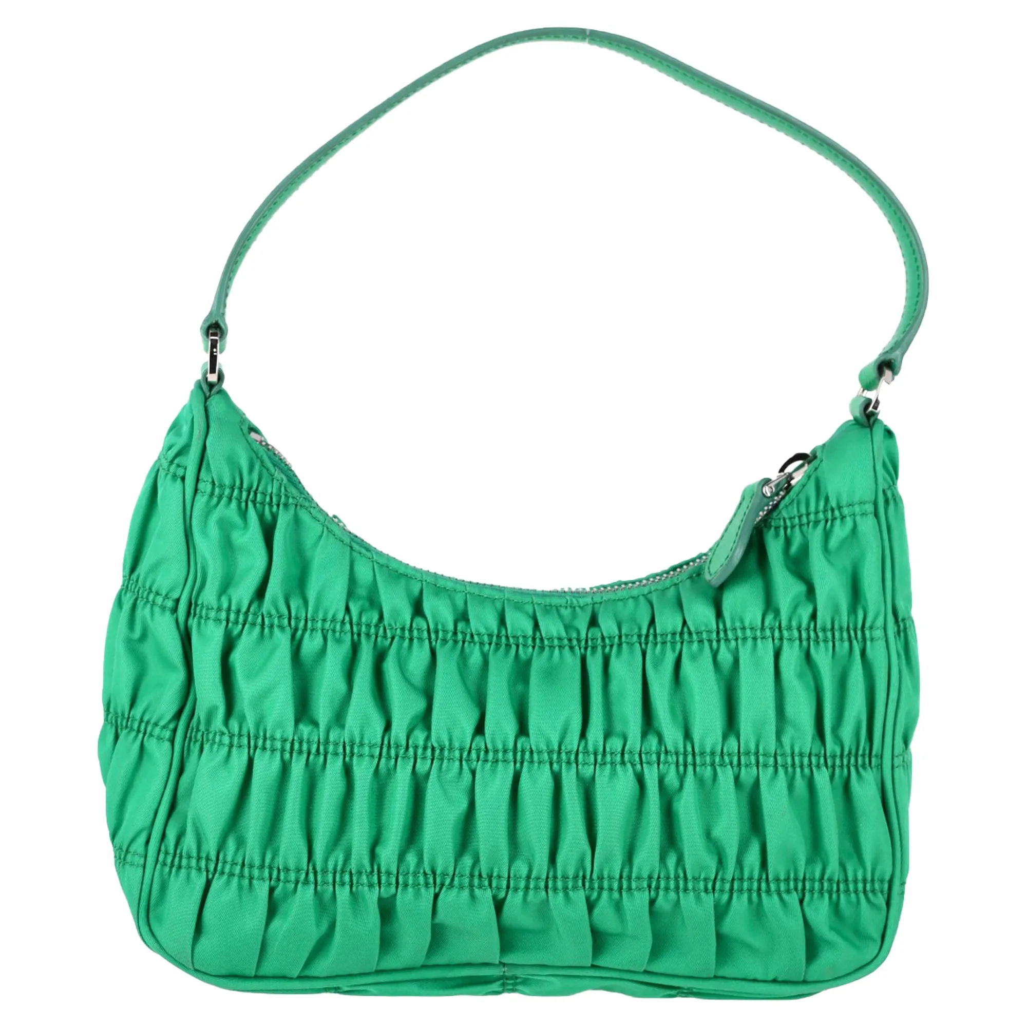 Prada Mini Tessuto Gaufre Shoulder Bag in Green Nylon