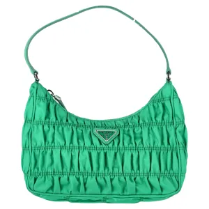 Prada Mini Tessuto Gaufre Shoulder Bag in Green Nylon