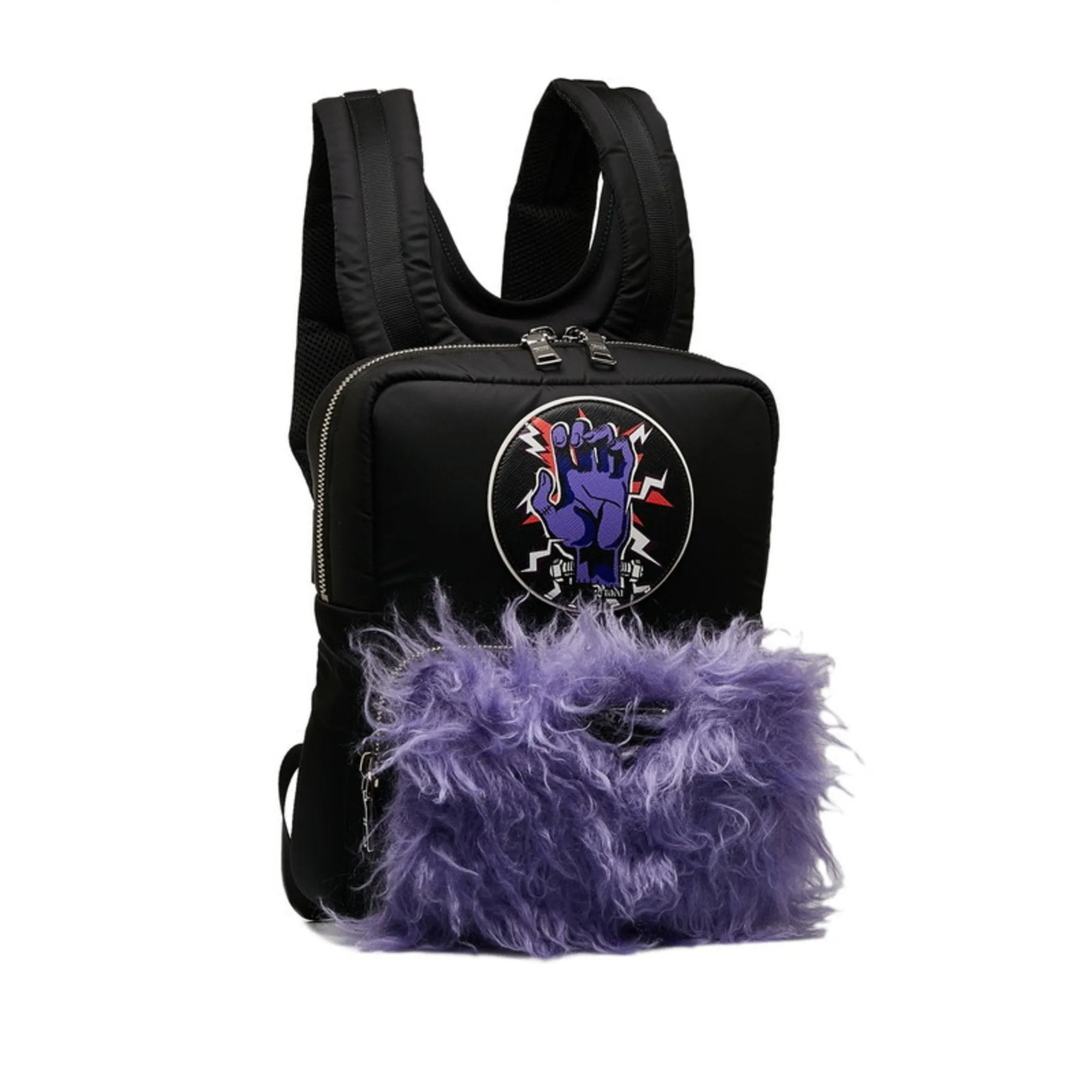 Prada  Nylon Fur Backpack (Pre-Owned)
