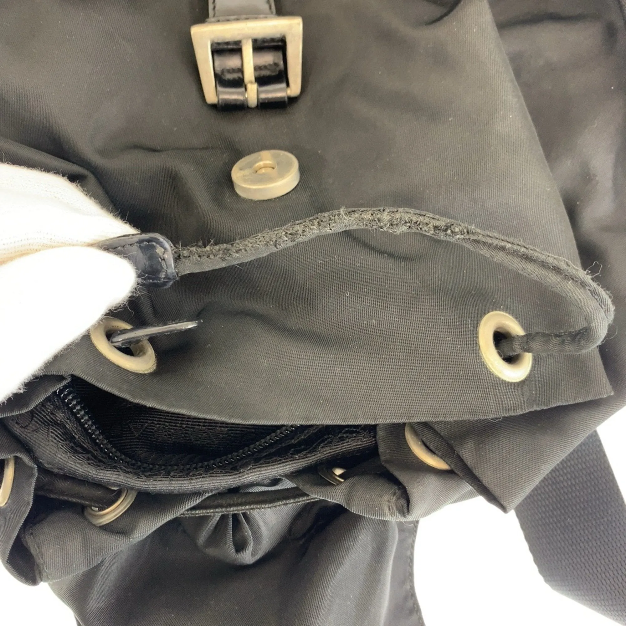 Prada Nylon Leather Backpack (Pre-Owned)