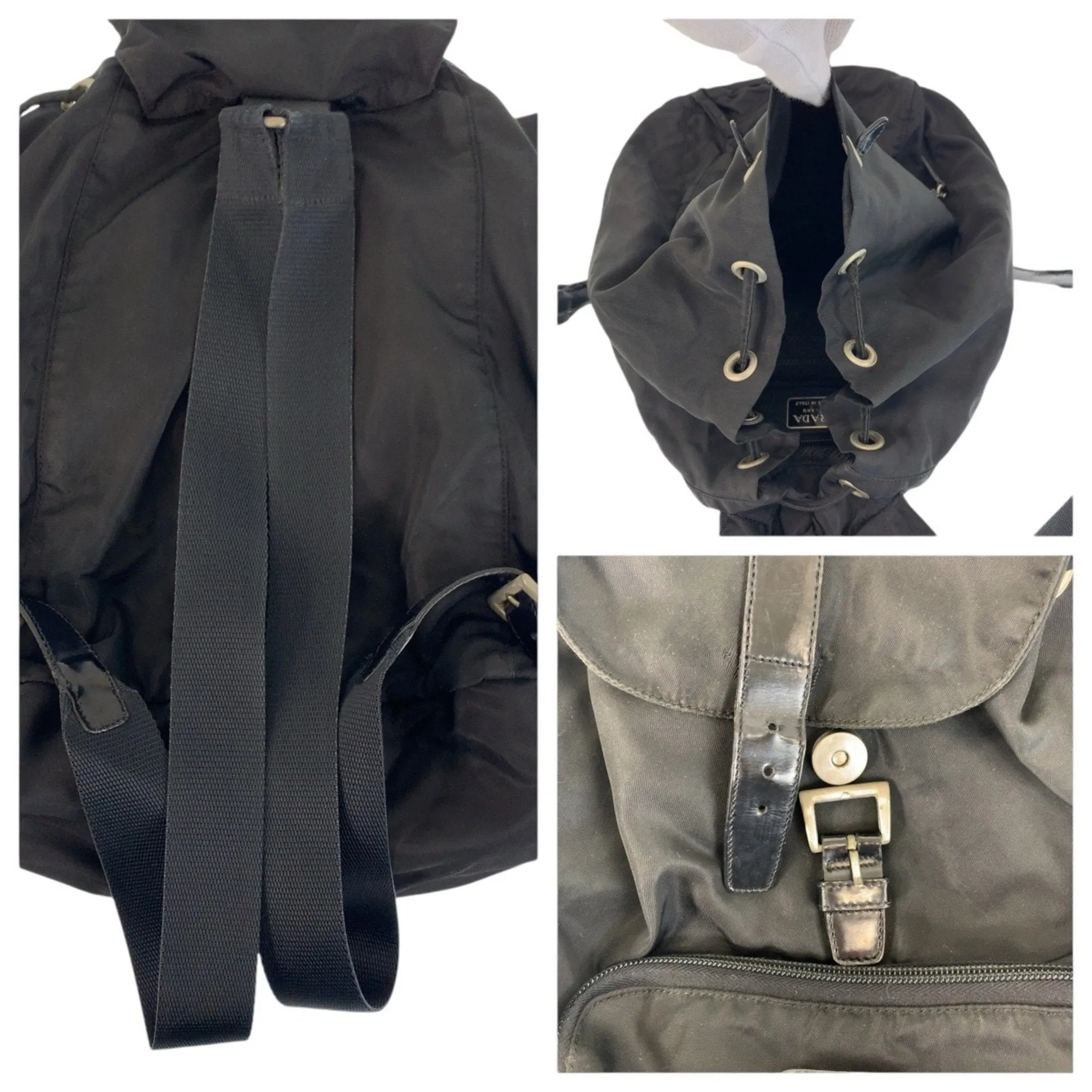 Prada Nylon Leather Backpack (Pre-Owned)