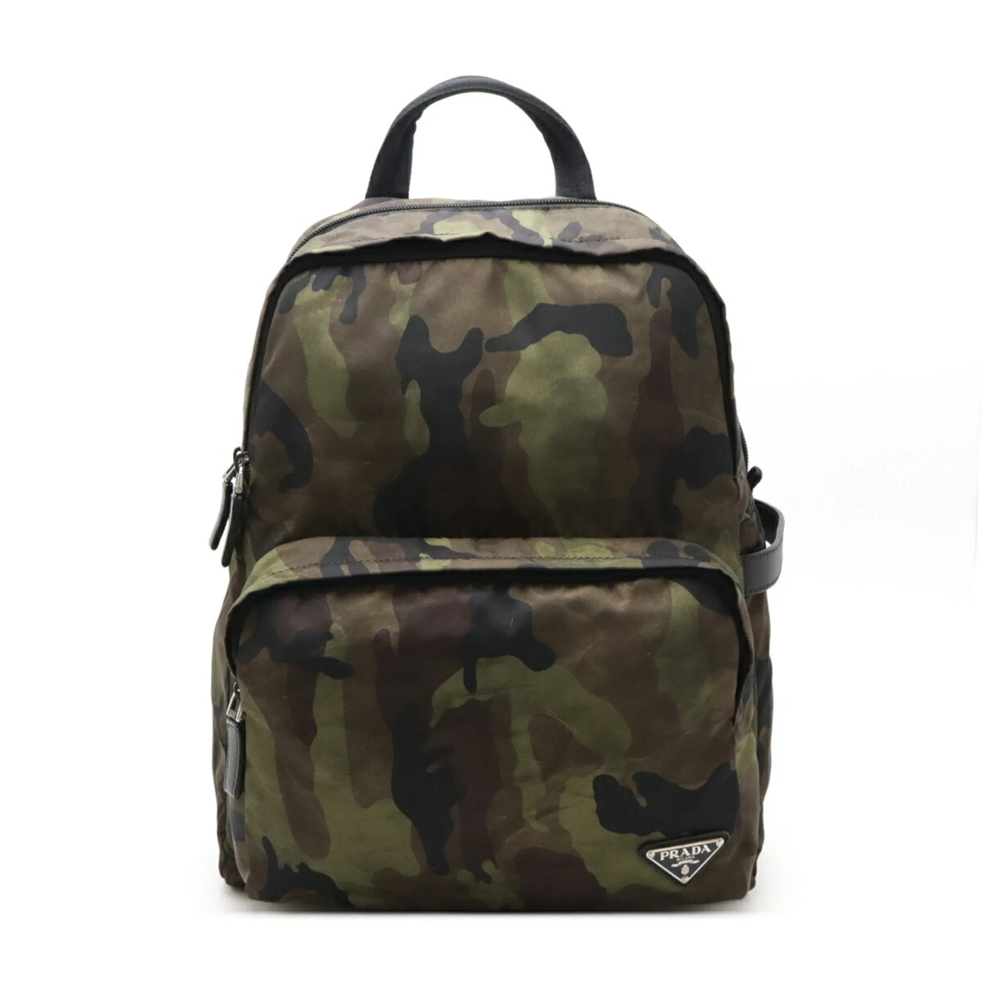 Prada  Nylon Leather Backpack (Pre-Owned)