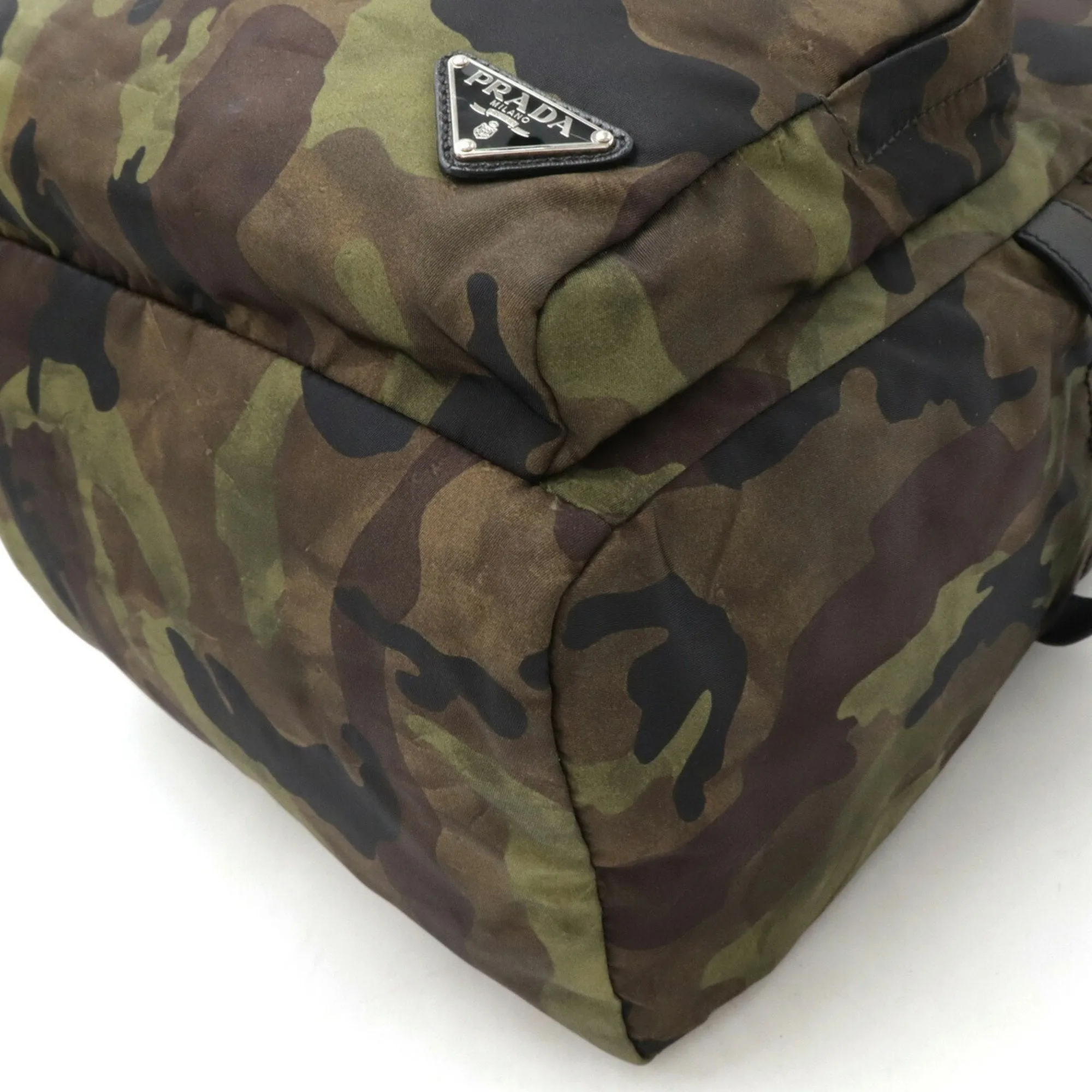 Prada  Nylon Leather Backpack (Pre-Owned)