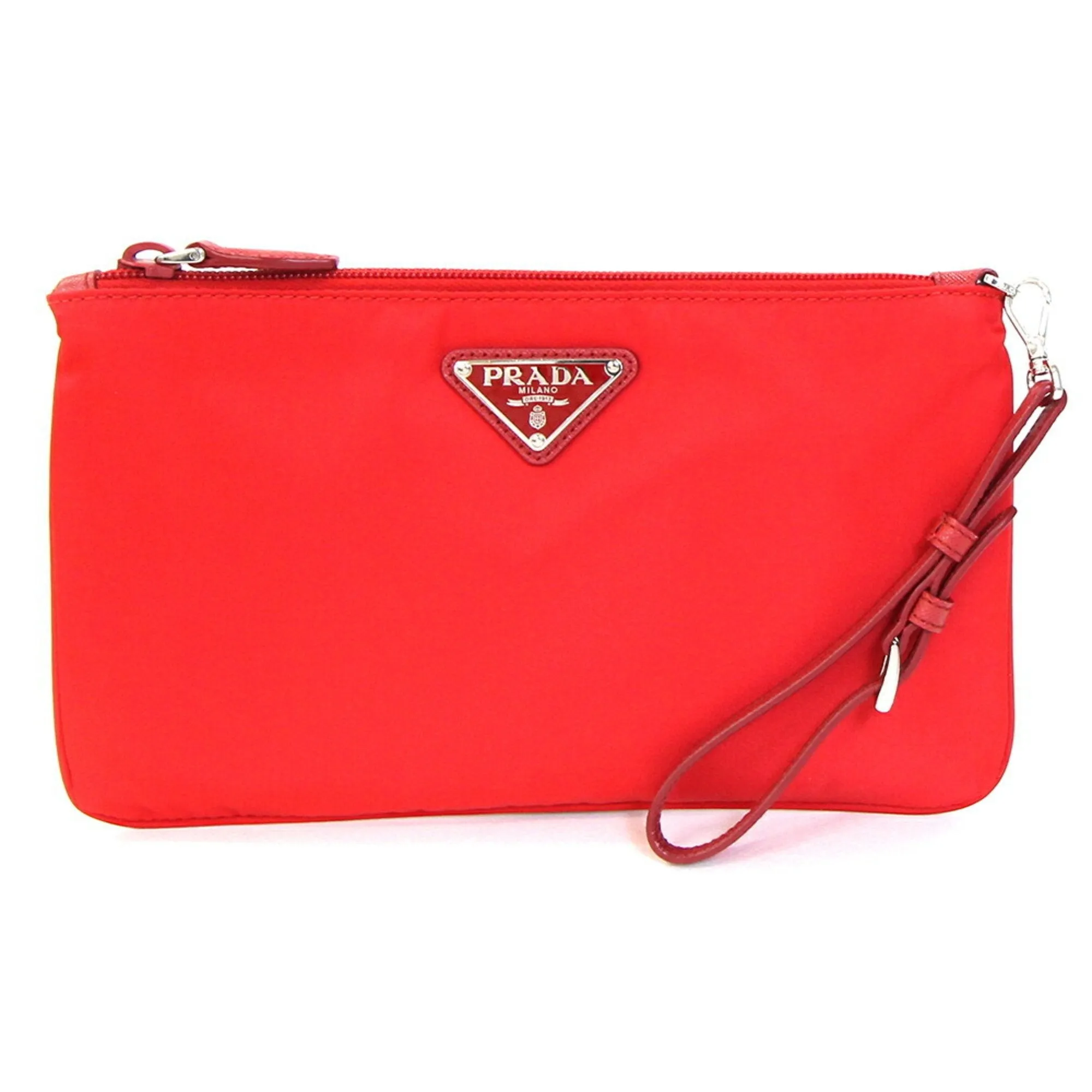 Prada Nylon Leather Clutch Bag Pouch (Pre-Owned)