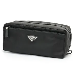 Prada Nylon Leather Clutch Bag Pouch (Pre-Owned)