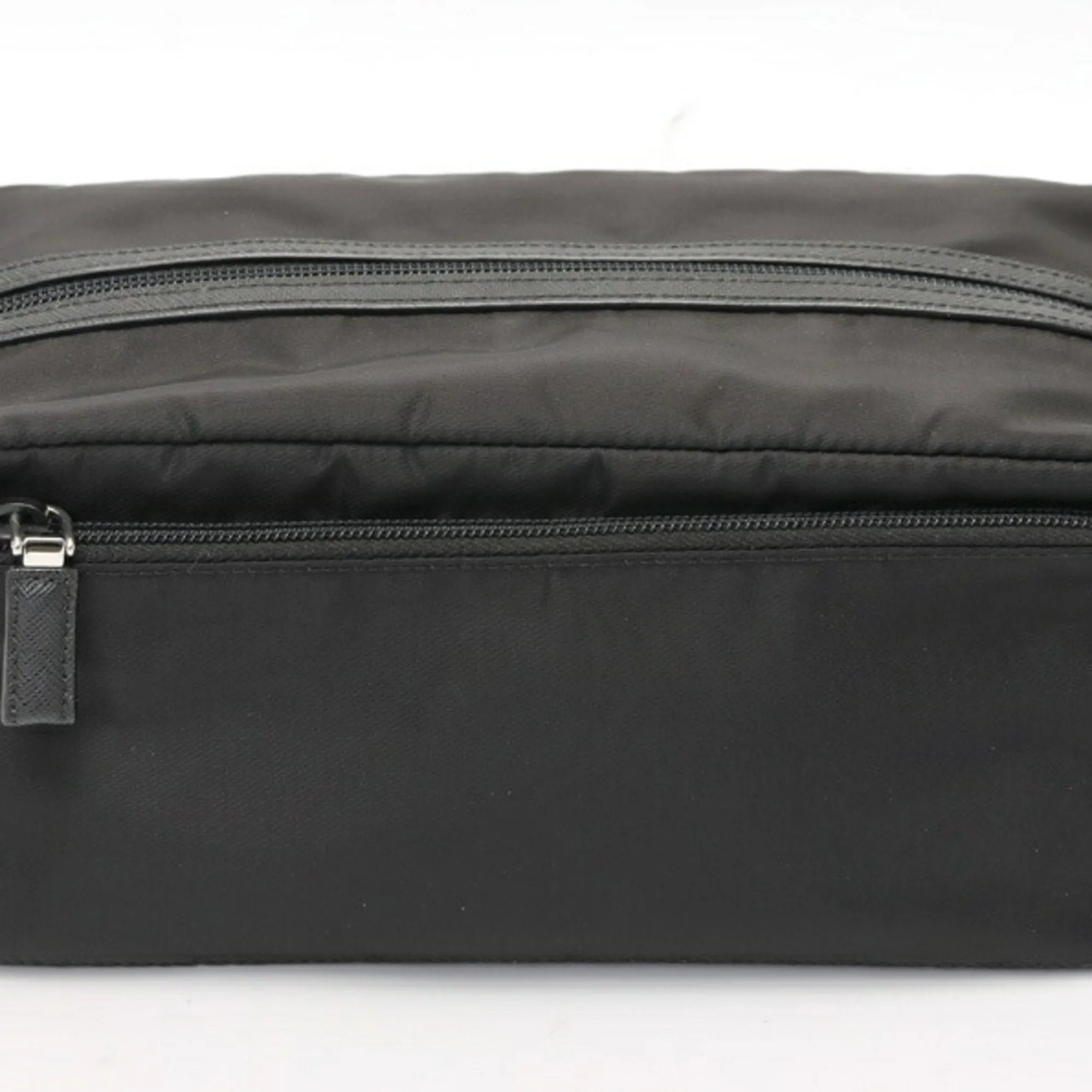 Prada Nylon Leather Clutch Bag Pouch (Pre-Owned)