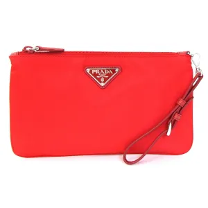 Prada Nylon Leather Clutch Bag Pouch (Pre-Owned)