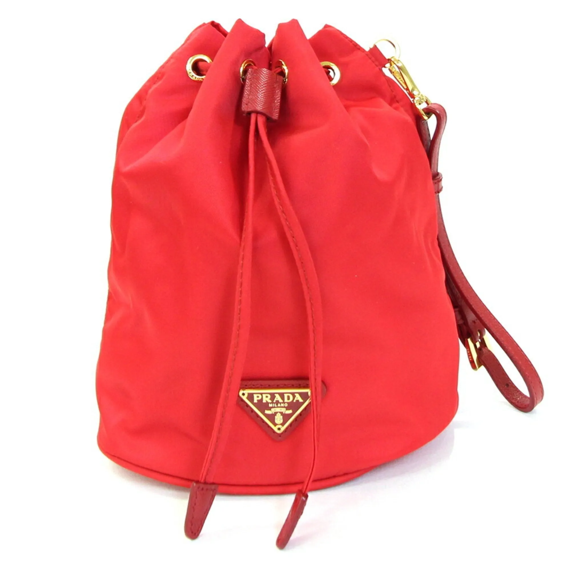 Prada Nylon Leather Handbag Pouch (Pre-Owned)