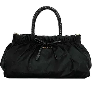 Prada  Nylon Leather Handbag (Pre-Owned)