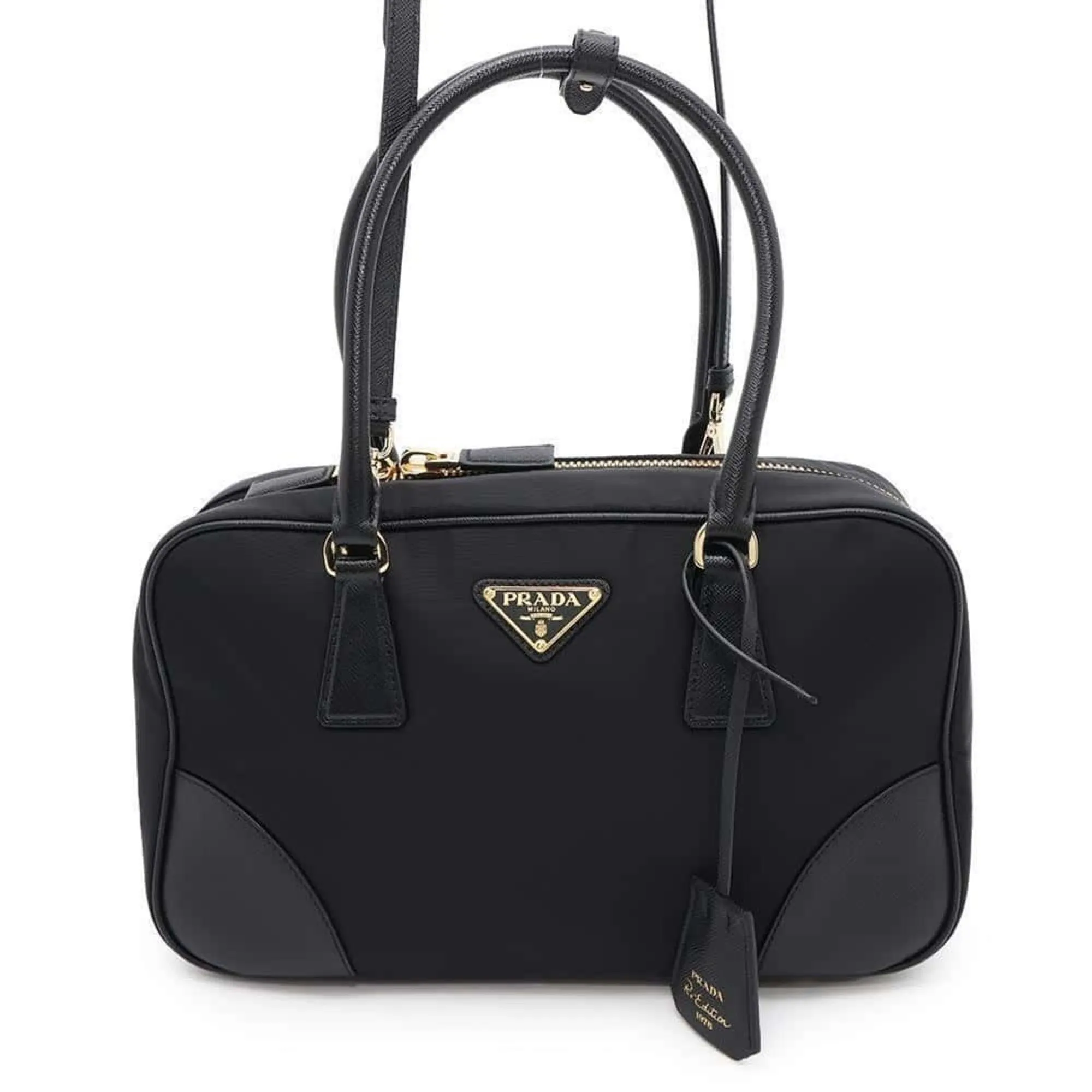 Prada Nylon Leather Handbag (Pre-Owned)