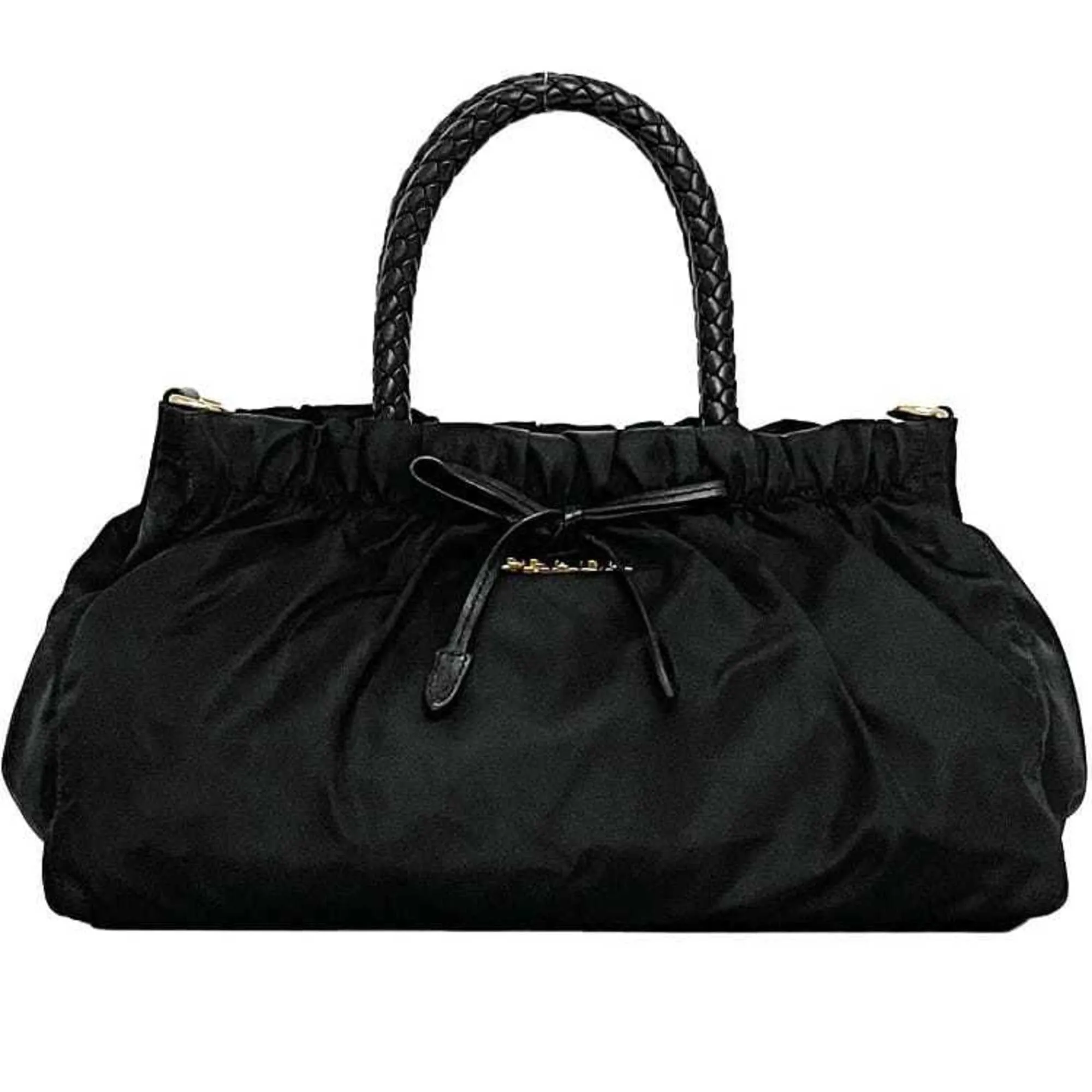 Prada  Nylon Leather Handbag (Pre-Owned)