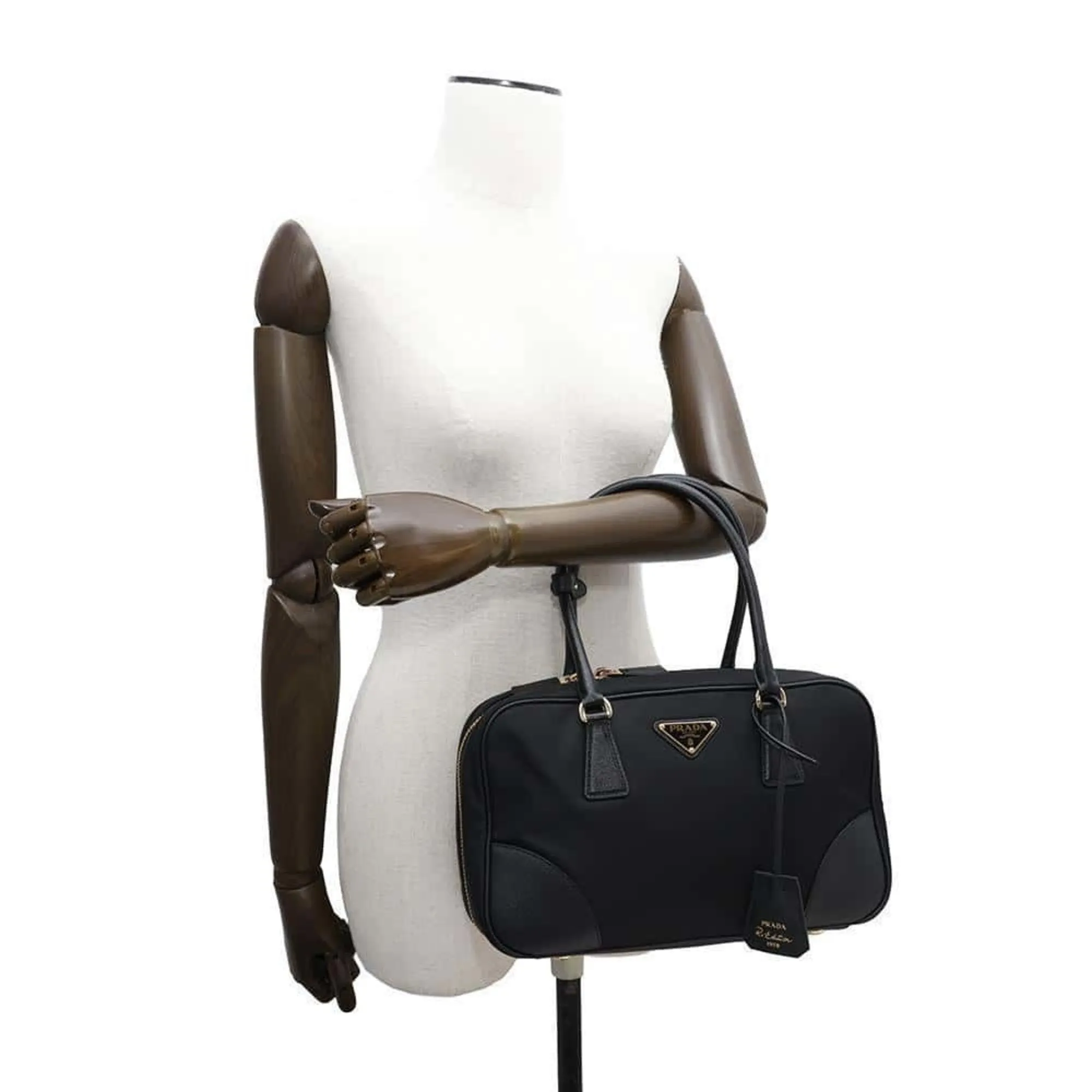 Prada Nylon Leather Handbag (Pre-Owned)