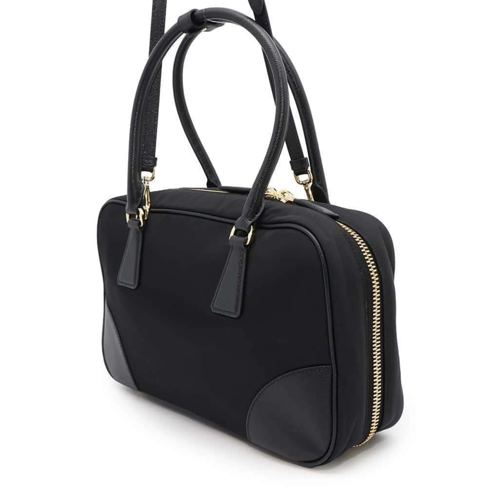 Prada Nylon Leather Handbag (Pre-Owned)