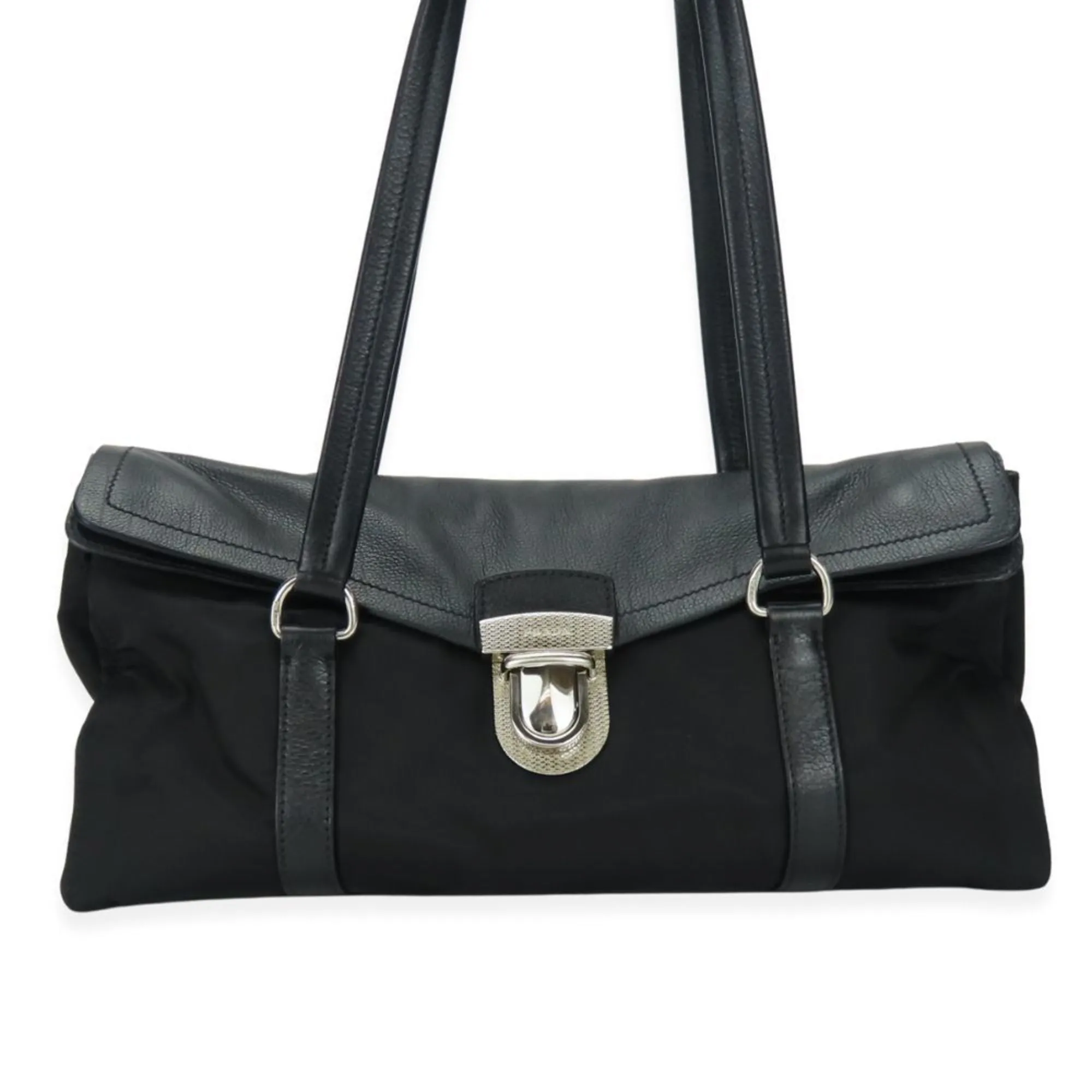 Prada  Nylon Leather Handbag (Pre-Owned)