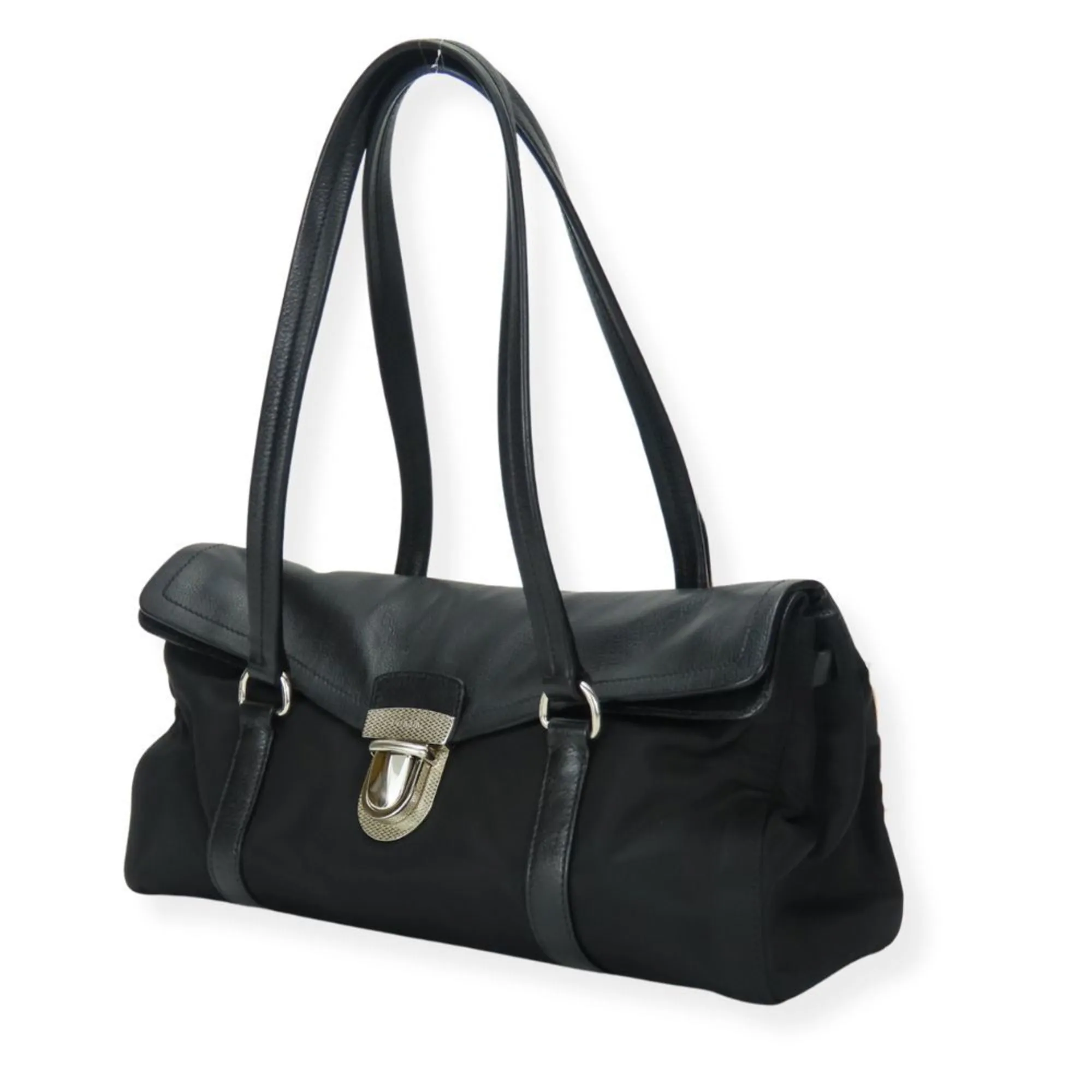 Prada  Nylon Leather Handbag (Pre-Owned)