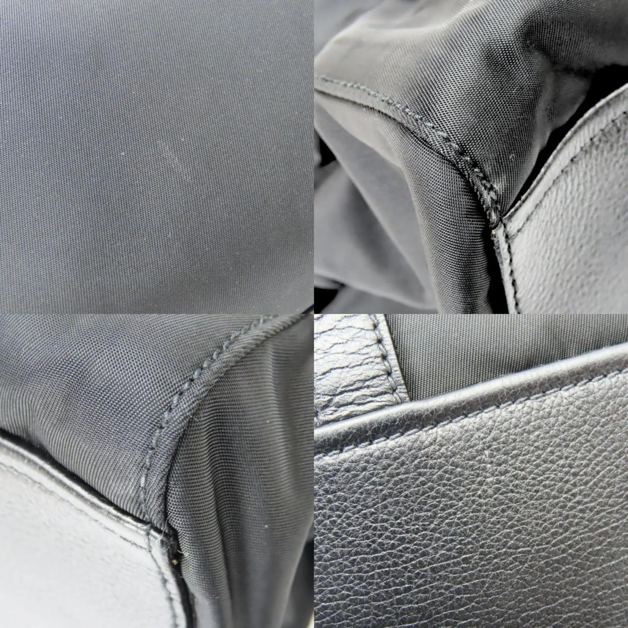 Prada  Nylon Leather Handbag (Pre-Owned)