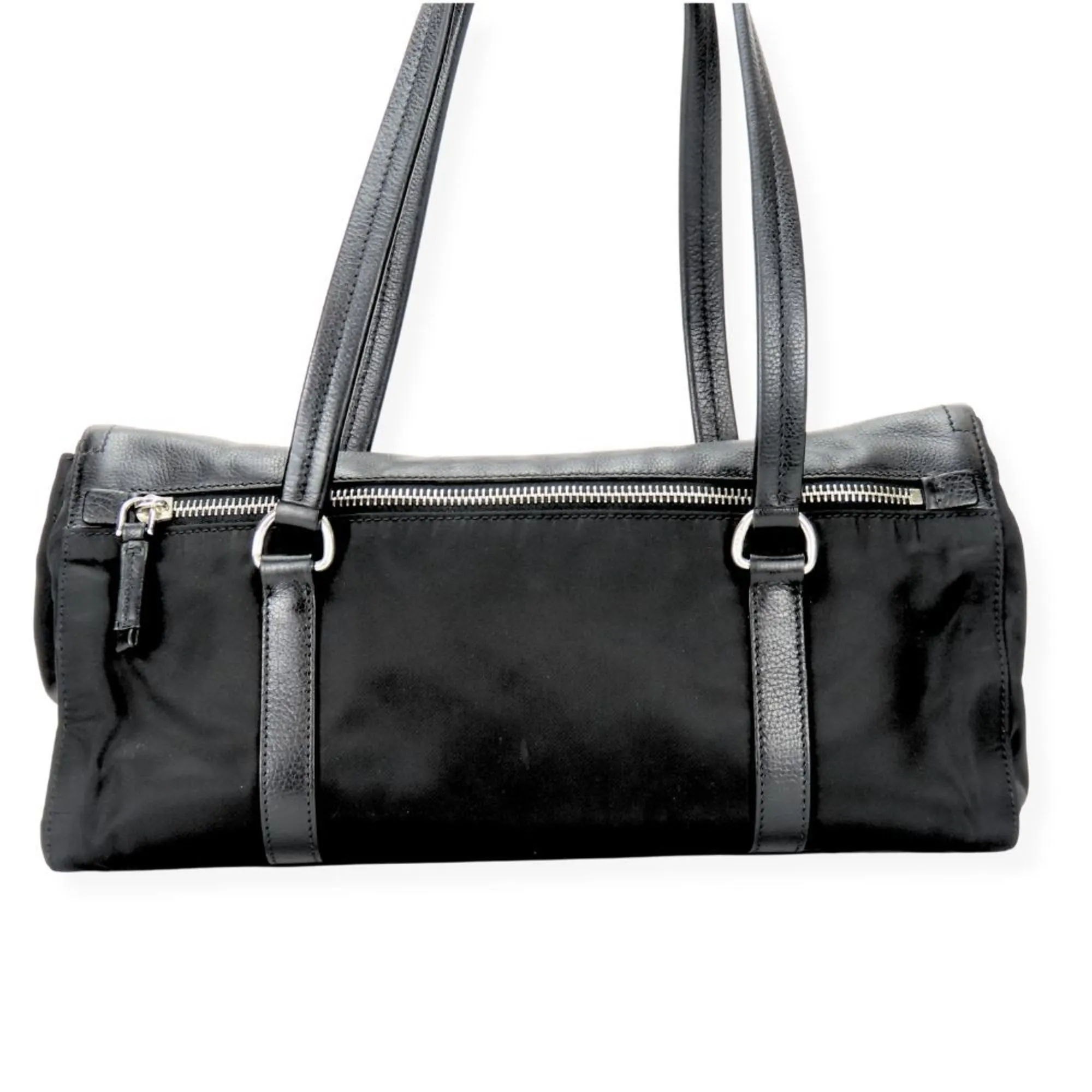 Prada  Nylon Leather Handbag (Pre-Owned)