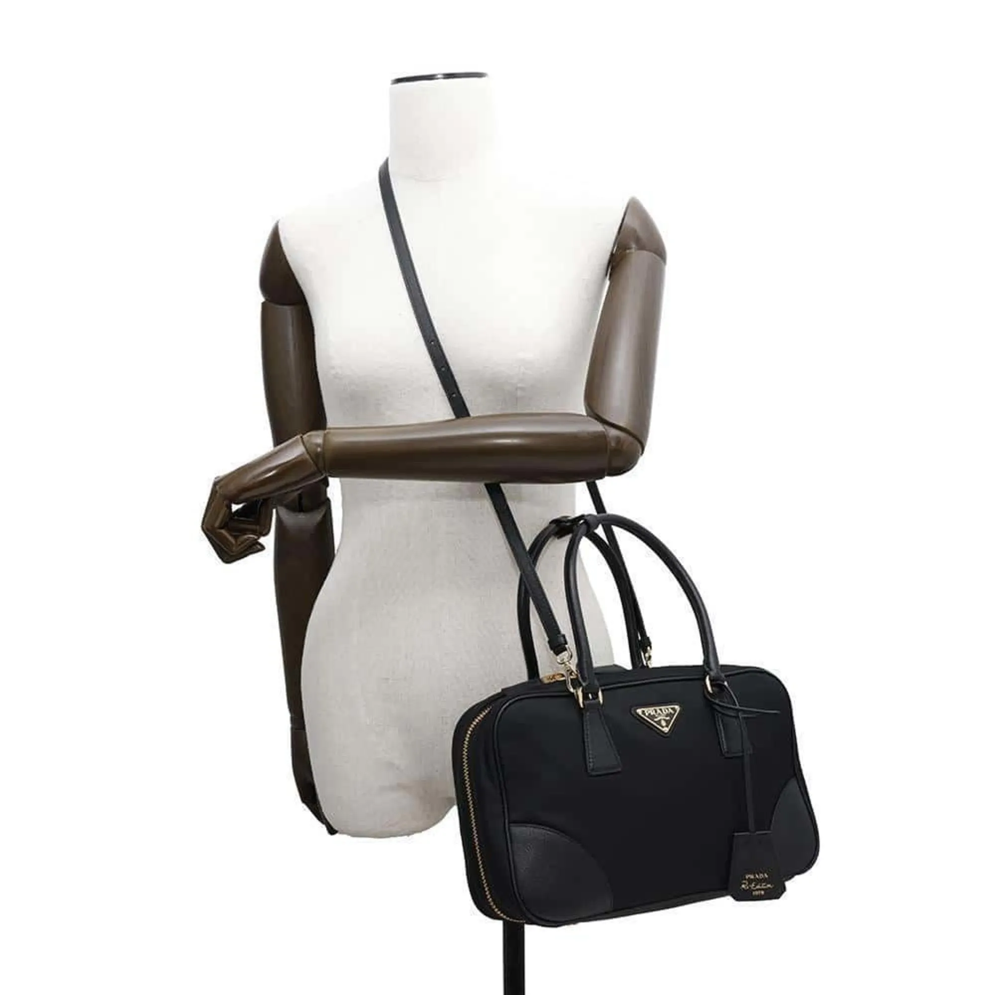 Prada Nylon Leather Handbag (Pre-Owned)