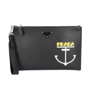 Prada Saffiano  Leather Clutch Bag (Pre-Owned)