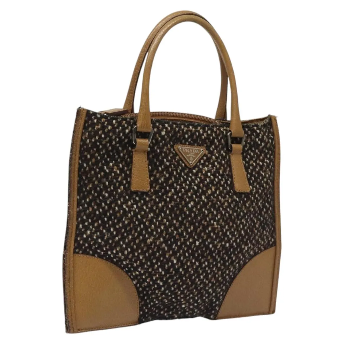 Prada Triangle Logo Wool Handbag (Pre-Owned)