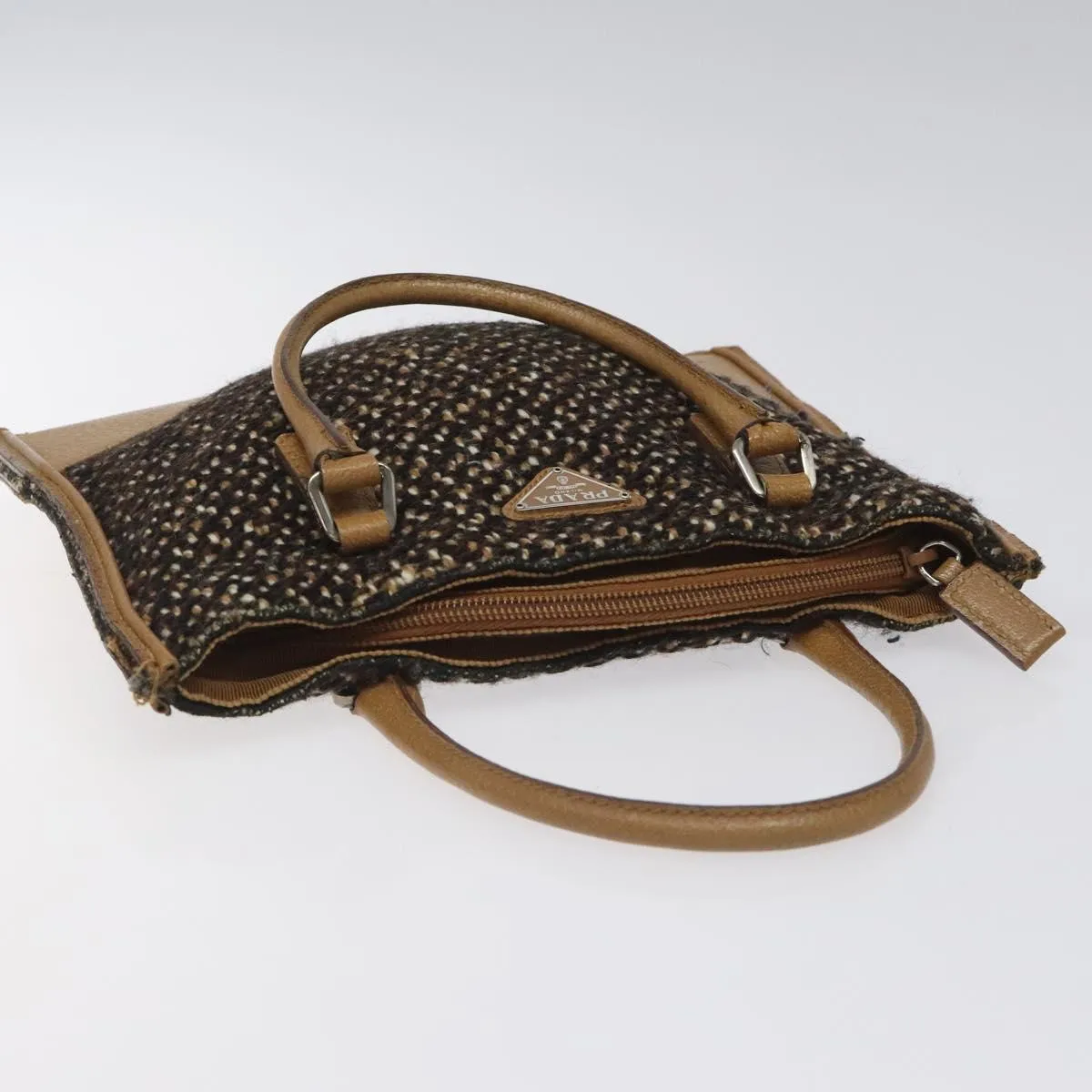 Prada Triangle Logo Wool Handbag (Pre-Owned)