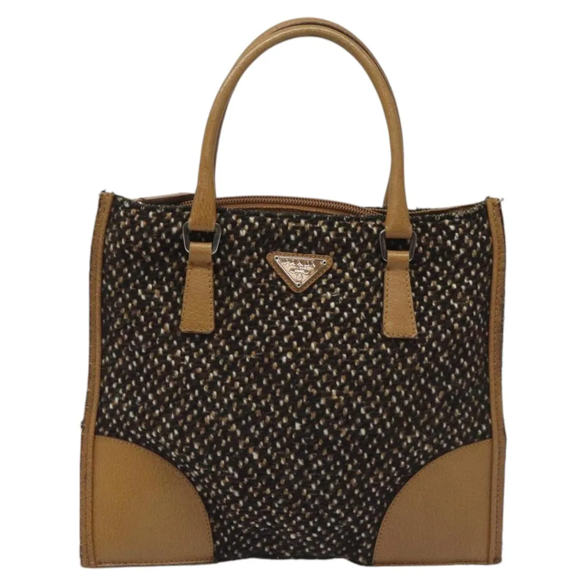 Prada Triangle Logo Wool Handbag (Pre-Owned)