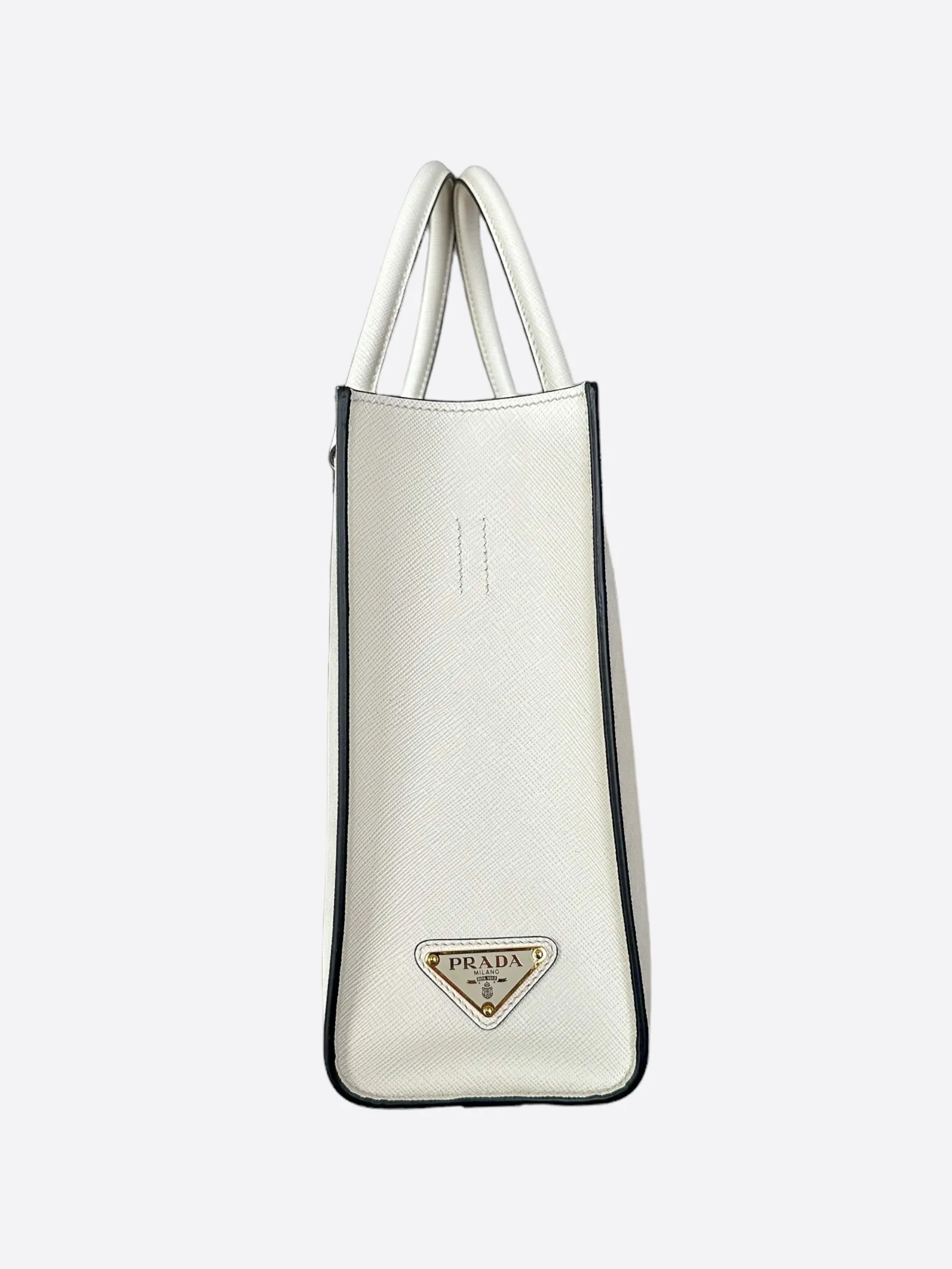 Prada White Large Saffiano Handbag