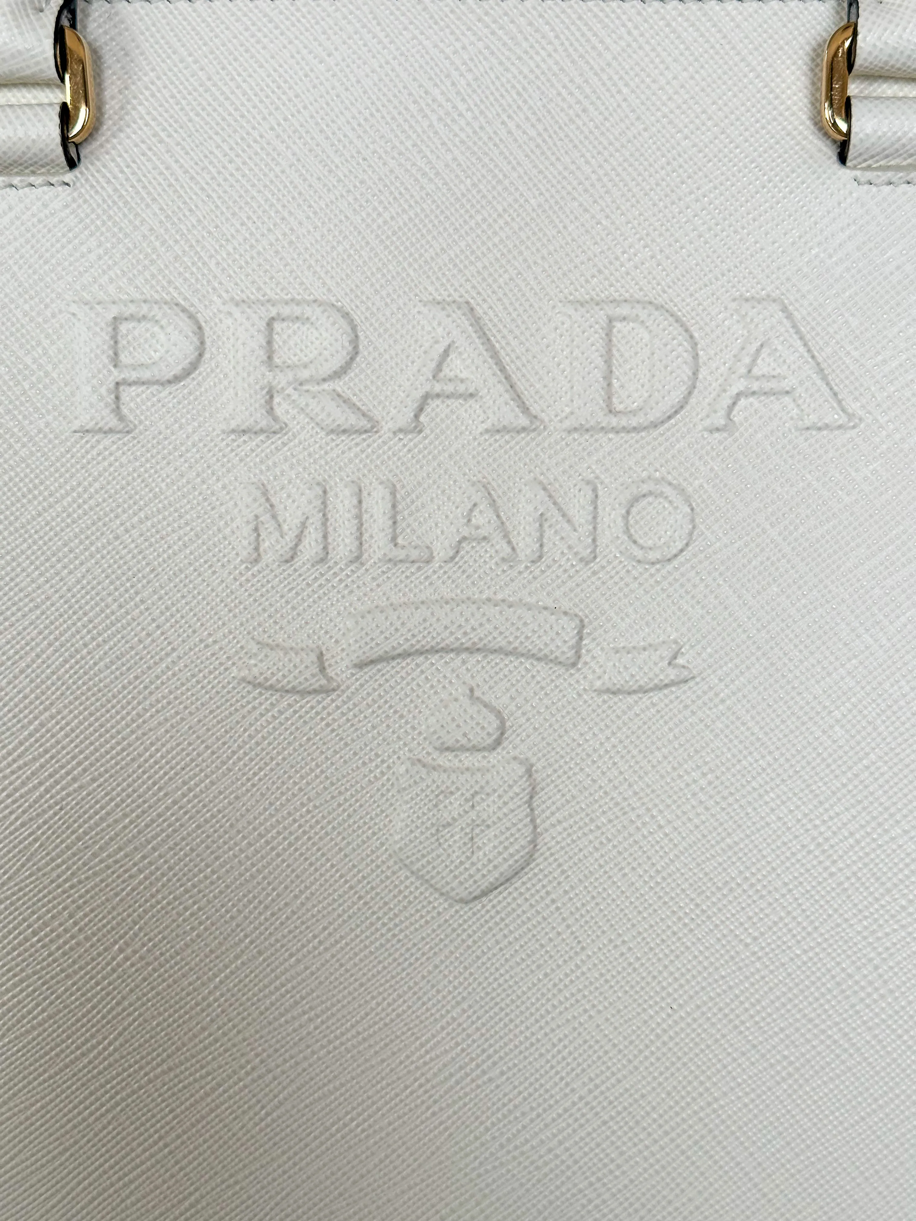 Prada White Large Saffiano Handbag