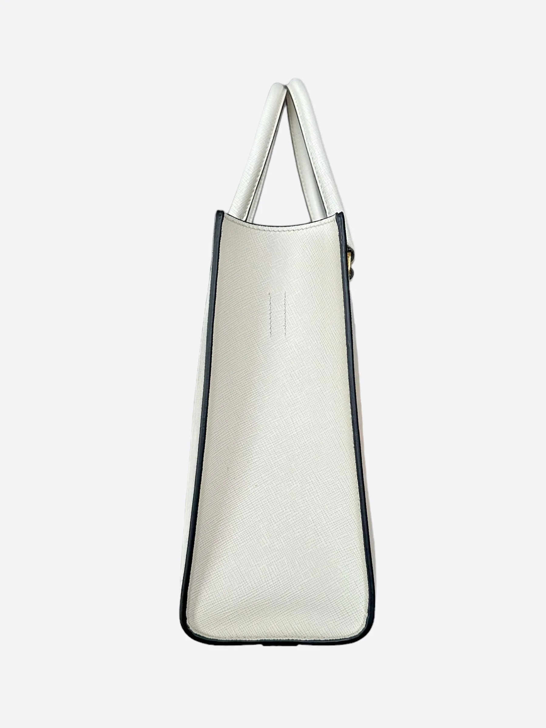 Prada White Large Saffiano Handbag