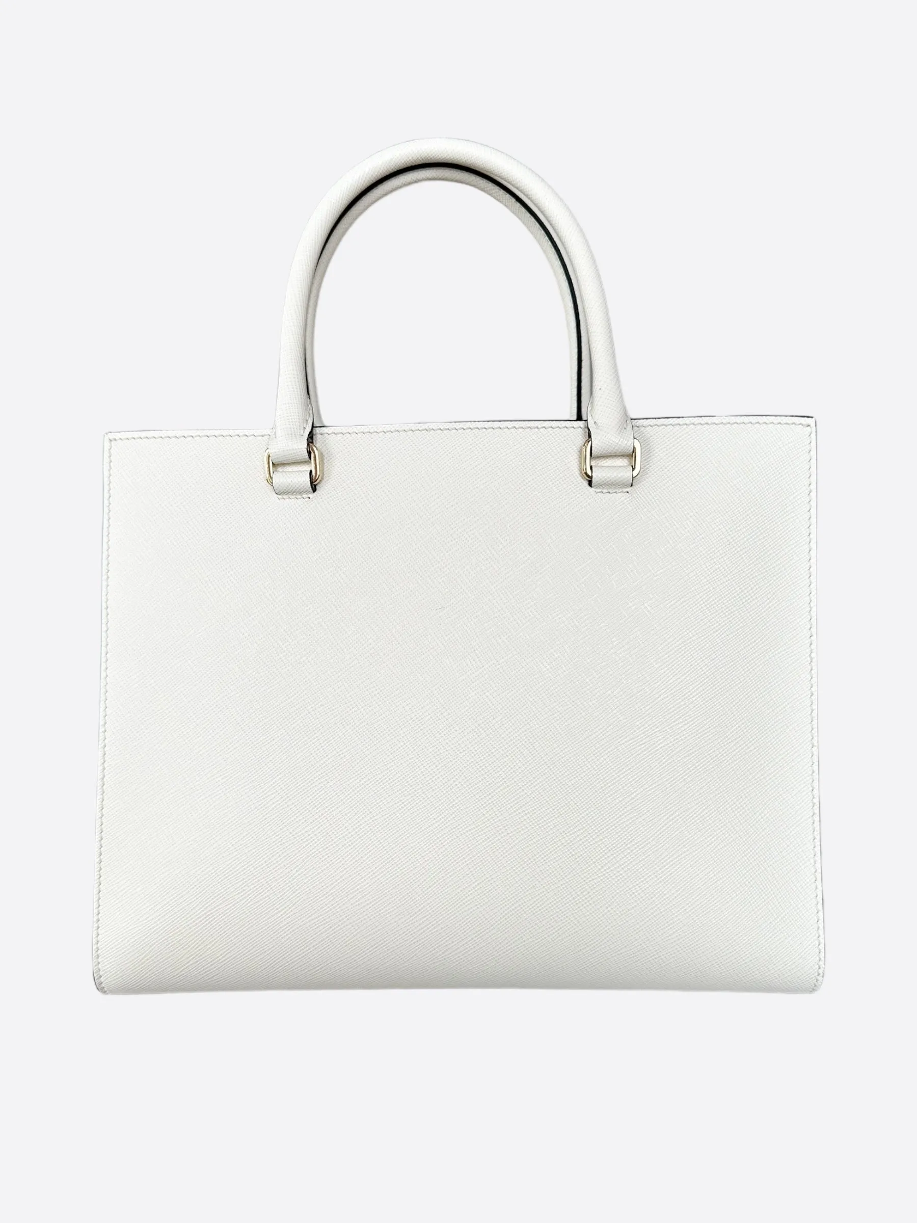 Prada White Large Saffiano Handbag