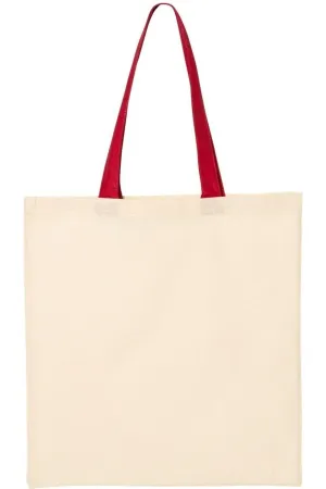 Q-Tees Economical Tote with Contrast-Color Handles