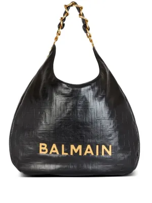 Quilted Black Calf Leather Tote With Chain-Link Handle