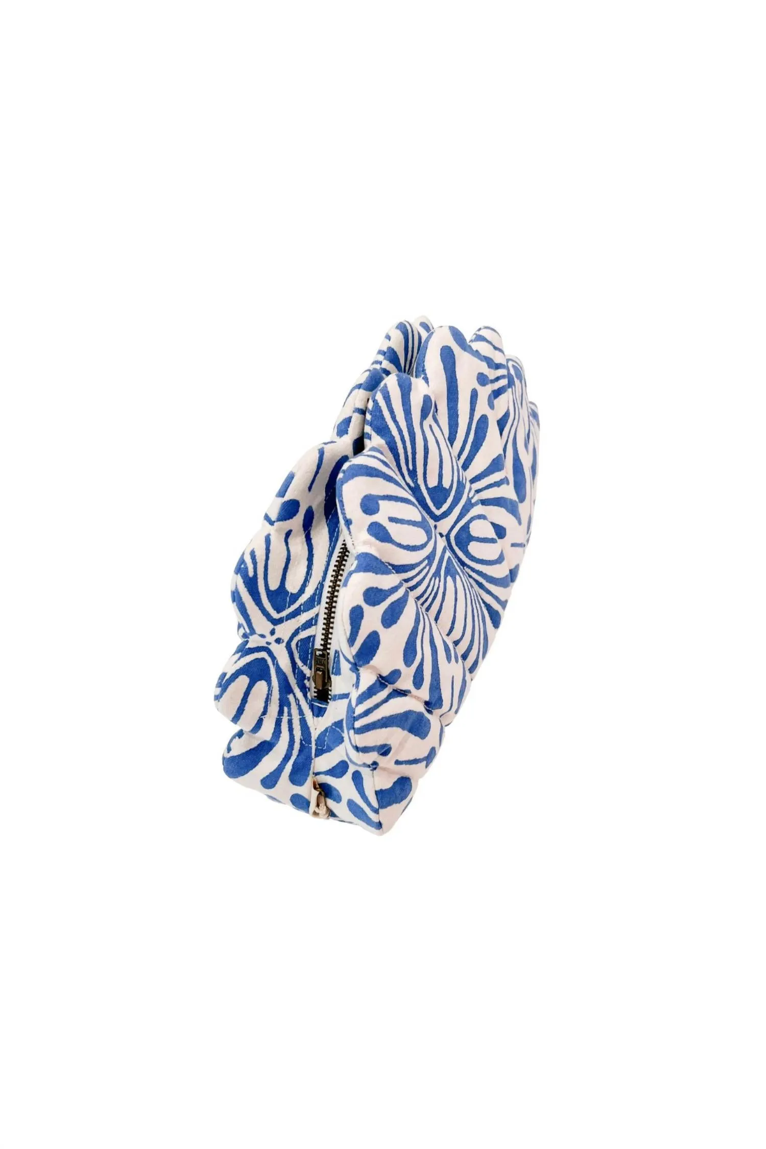 Quilted Clamshell Clutch In Blue Psychedelic